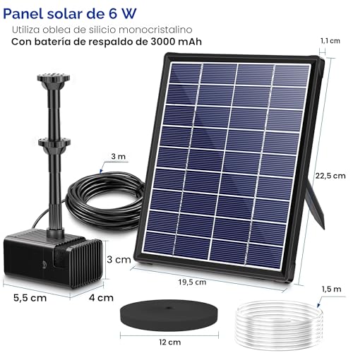 Detalle de Biling Fuente solar de 6 W para exterior con batería de 3000 mAh — 10 estilos de fuente para estanques y jardines