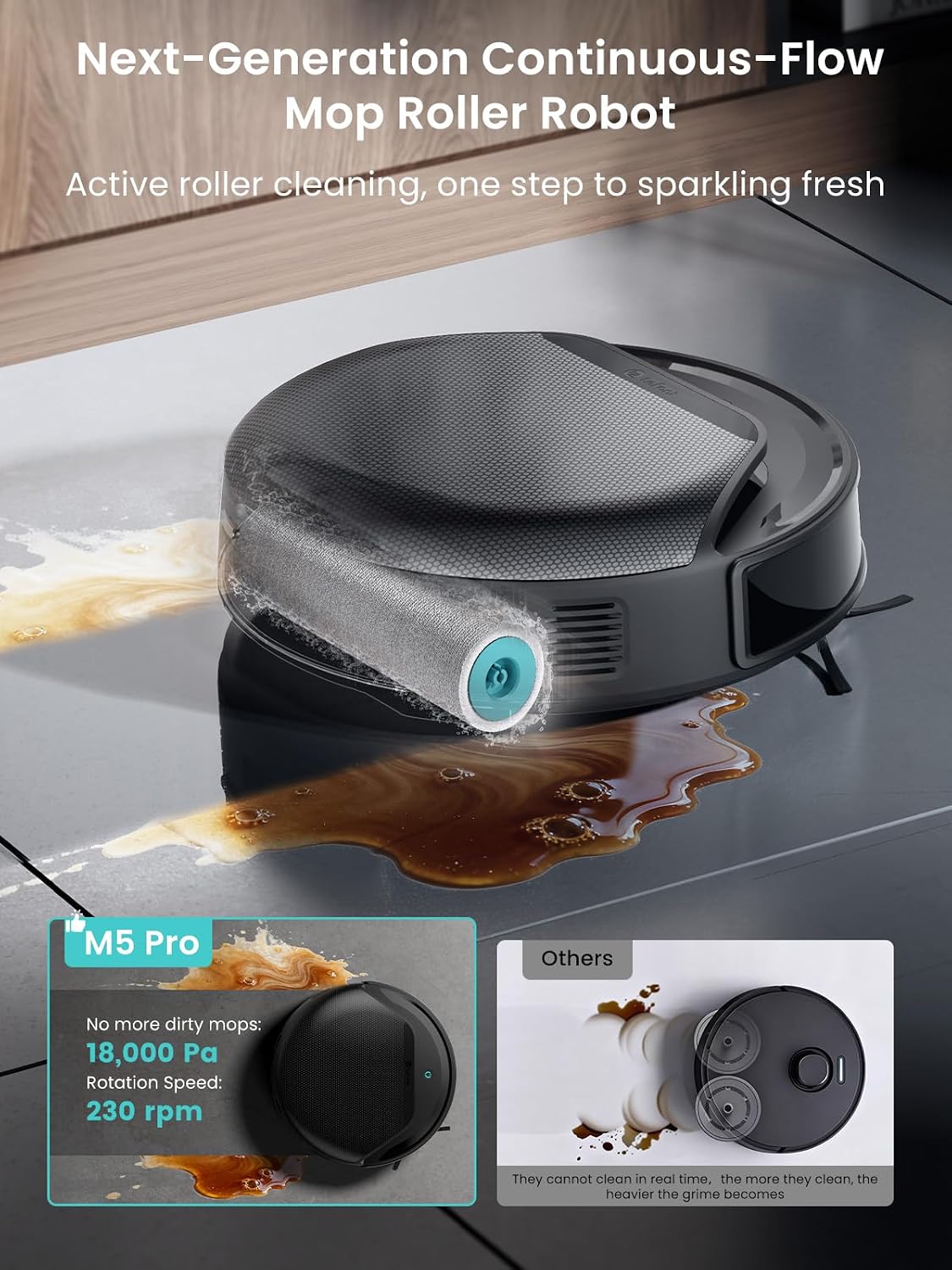 Detalle de Lefant M5 Pro robot vacuum 18000Pa