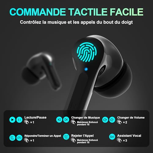 Detalle de Cervanta écouteurs Bluetooth 5.3 sans fil, écran LED, 35 h, USB-C