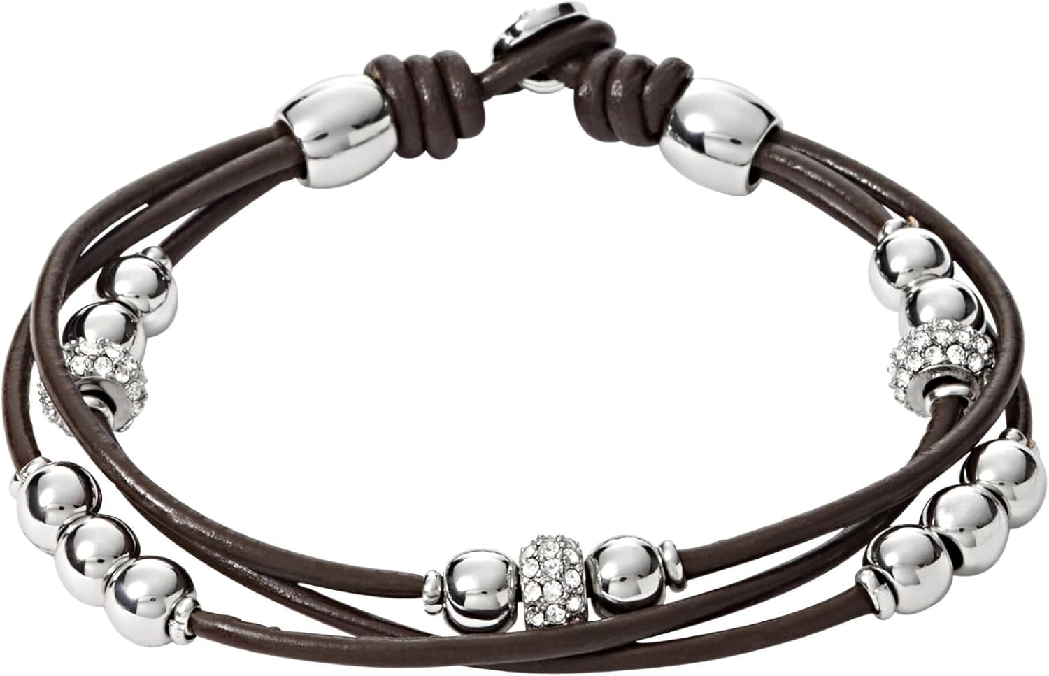 Detalle de Fossil bracciale da donna in vera pelle con chiusura a bottone