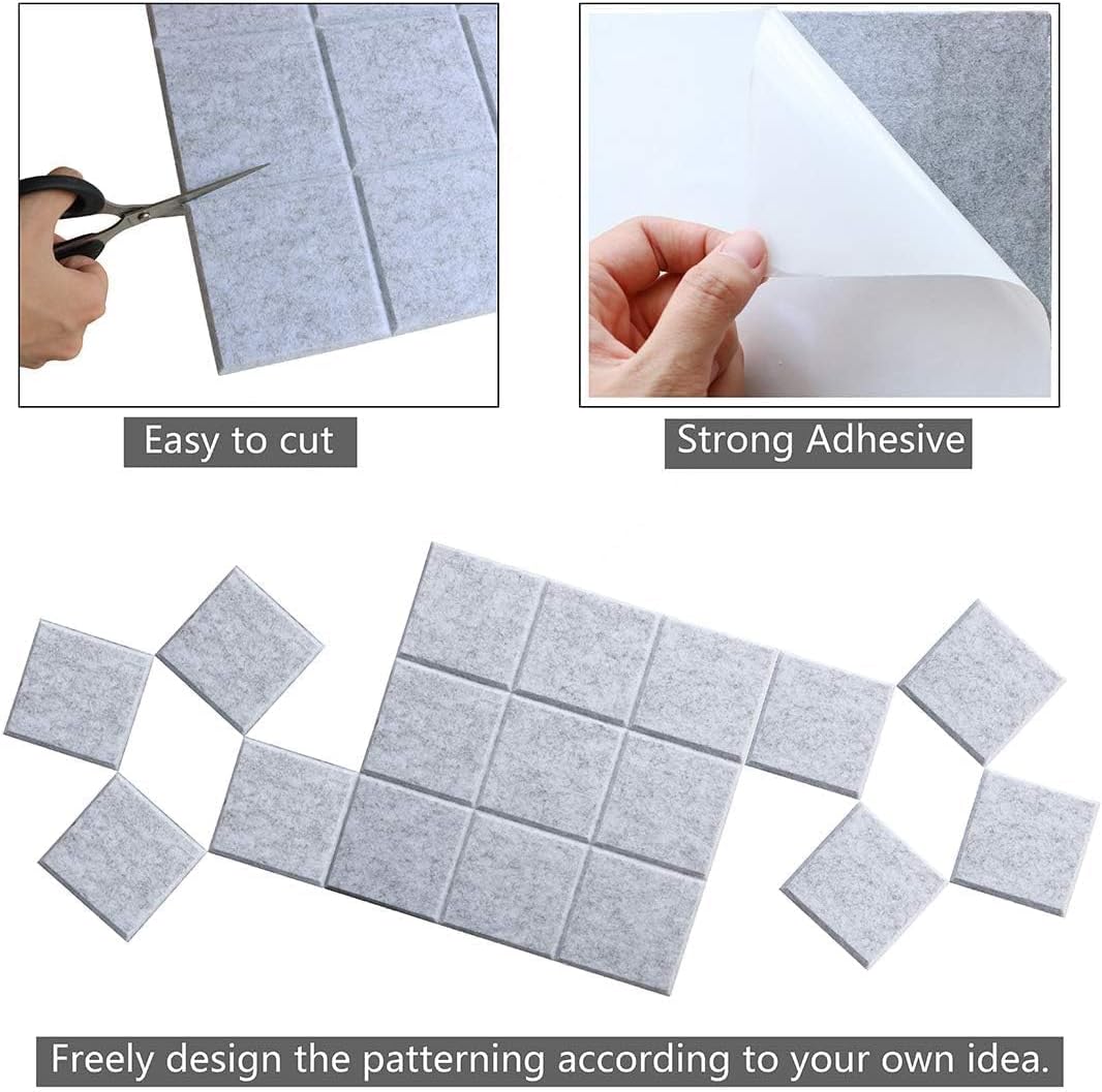Thumbnail 4 de Uoisaiko Cork Wall Board 30 x 30 cm with 6 Adhesive Felt Panels and 30 Push Pins (Light Grey)
