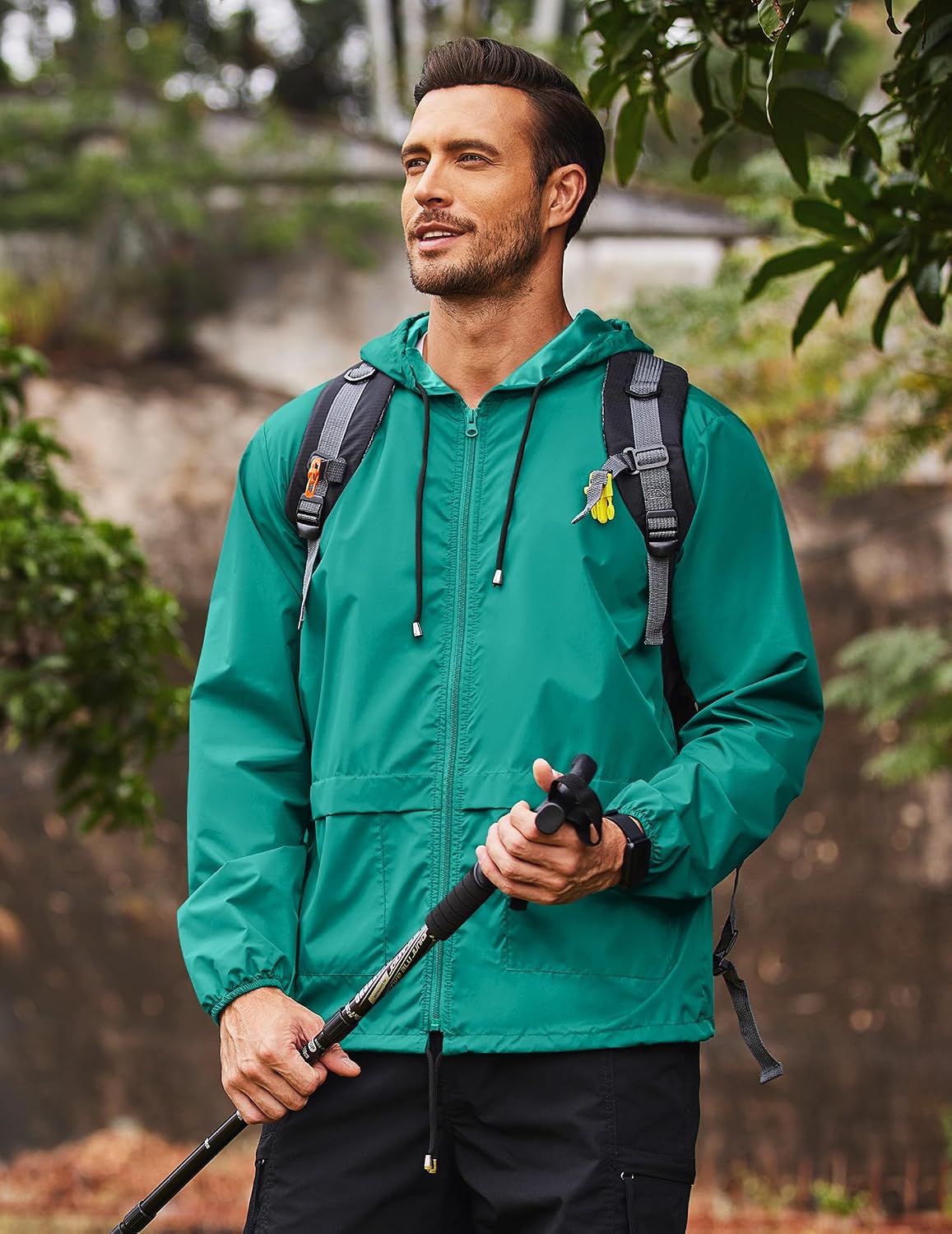 Detalle 2 de COOFANDY Mens Packable Rain Jacket waterproof jacket 🌧