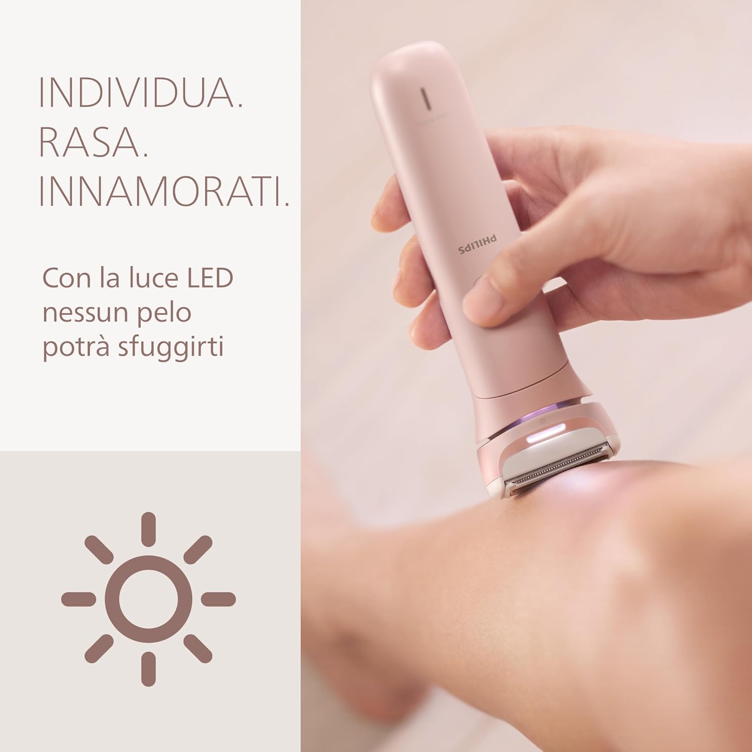 Thumbnail 3 de Philips Lady Shaver Serie 8000 BRL129/00: rasoio senza filo Wet & Dry con 3 lame e luce LED