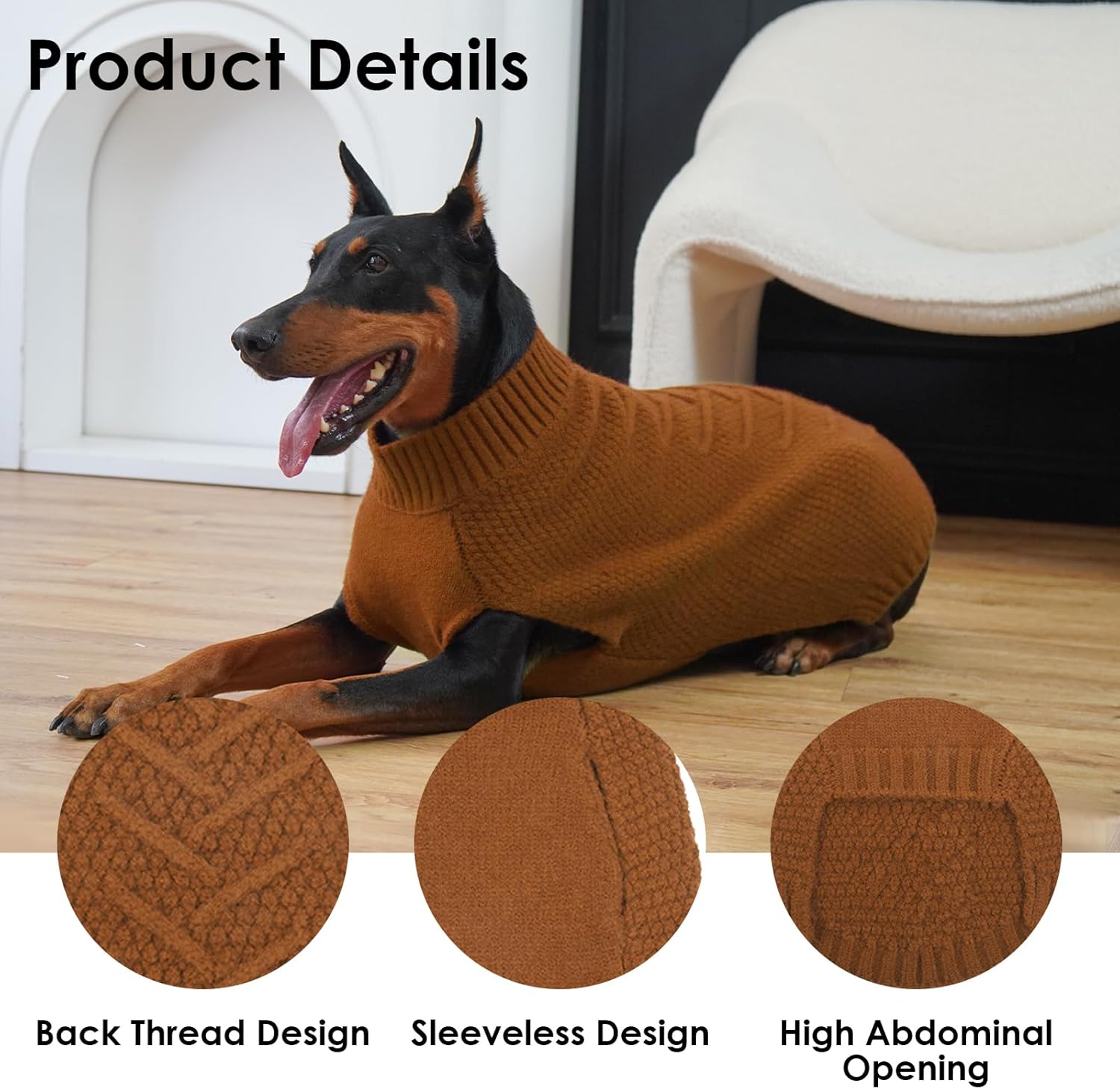 Thumbnail 5 de Katzinst knitted dog jumper for large breed dogs (Caramel, XL)