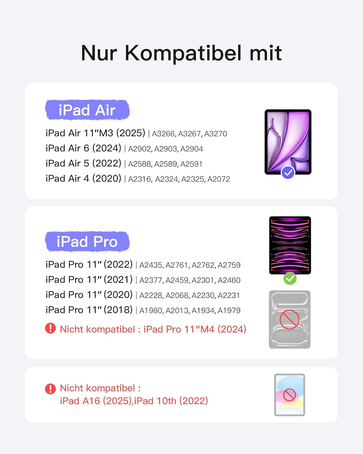Detalle 2 de Inateck Tastatur Hülle für iPad Air 11 Zoll (M3/M2 2025/2024) & iPad Pro 11 Zoll QWERTZ, KB04111