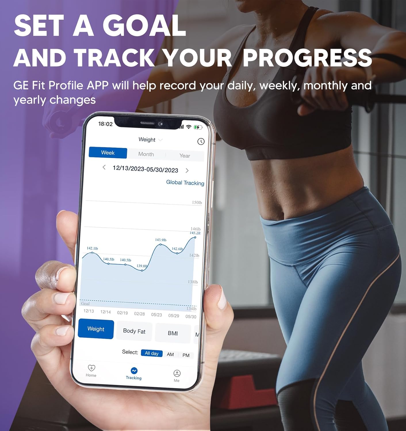 Thumbnail 6 de GE smart body composition scale with 8 electrodes, Bluetooth, and Fit Profile app