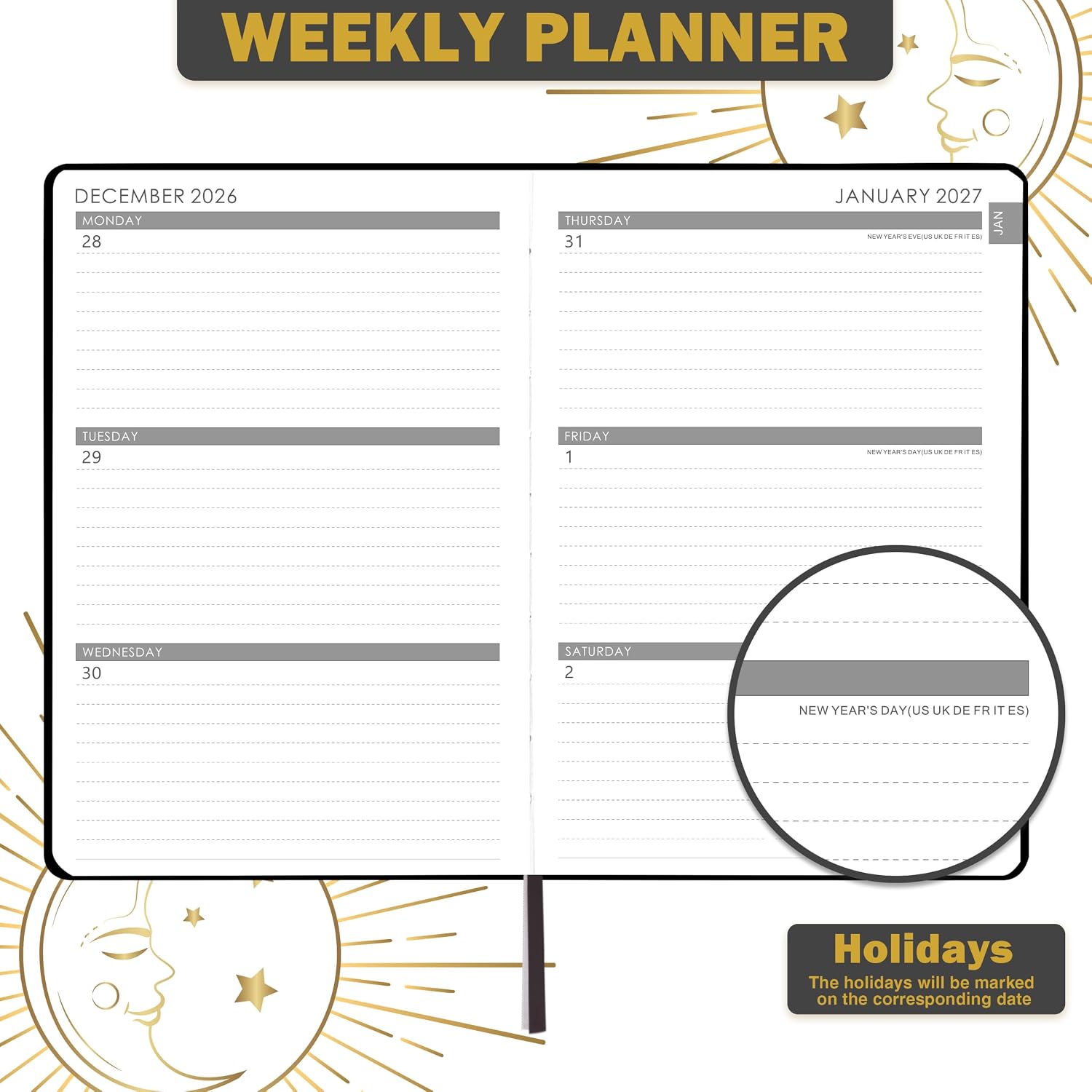 Detalle 2 de 2027 Weekly and Monthly Planner, 5.75" x 8.25