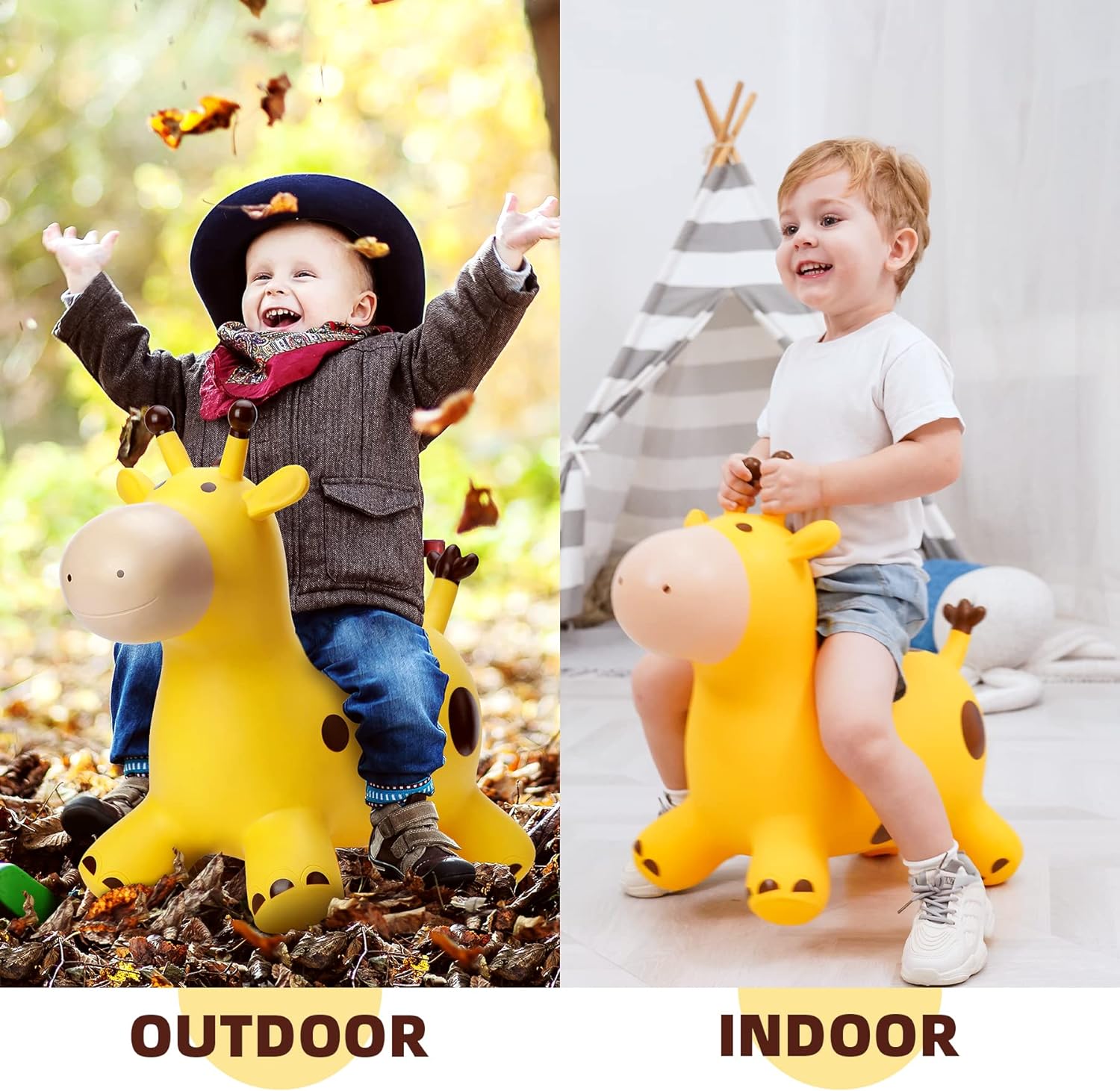 Detalle de EVERICH TOY Giraffe Bouncy Horse Hopper for Toddlers (Inflatable Ride-On Jumping Toy)