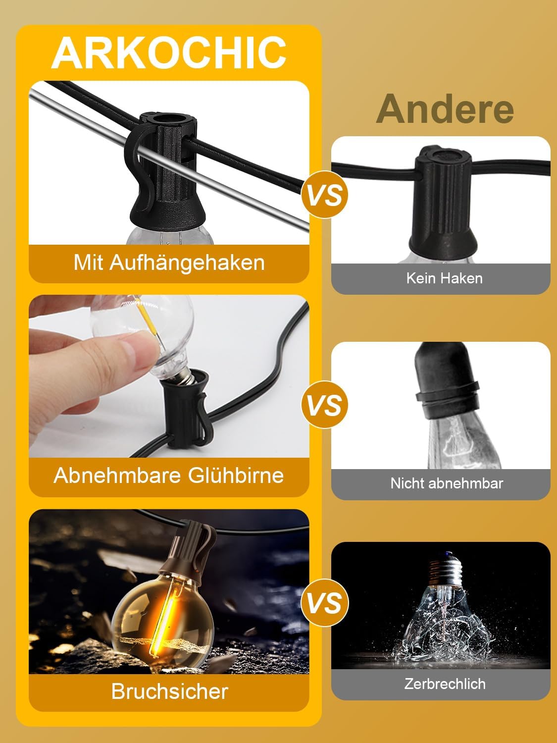 Thumbnail 6 de Lichterkette Außen mit App-Steuerung, 30 m – G40 LED, Musik-Sync, IP44, 24 V