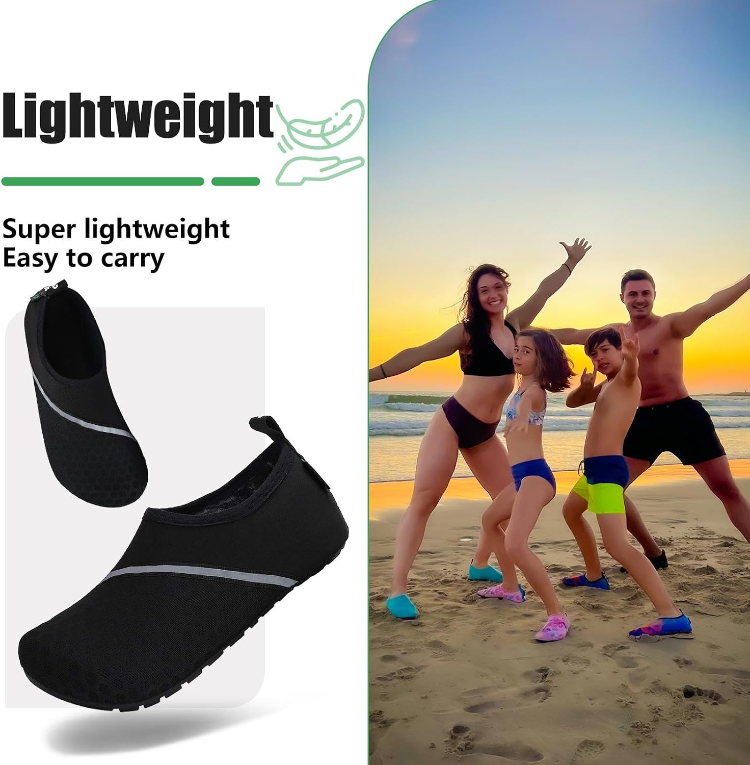 Detalle de SAGUARO Unisex Badeschuhe – Wasserschuhe, schnell trocknend, rutschfest, Gr. 36–47