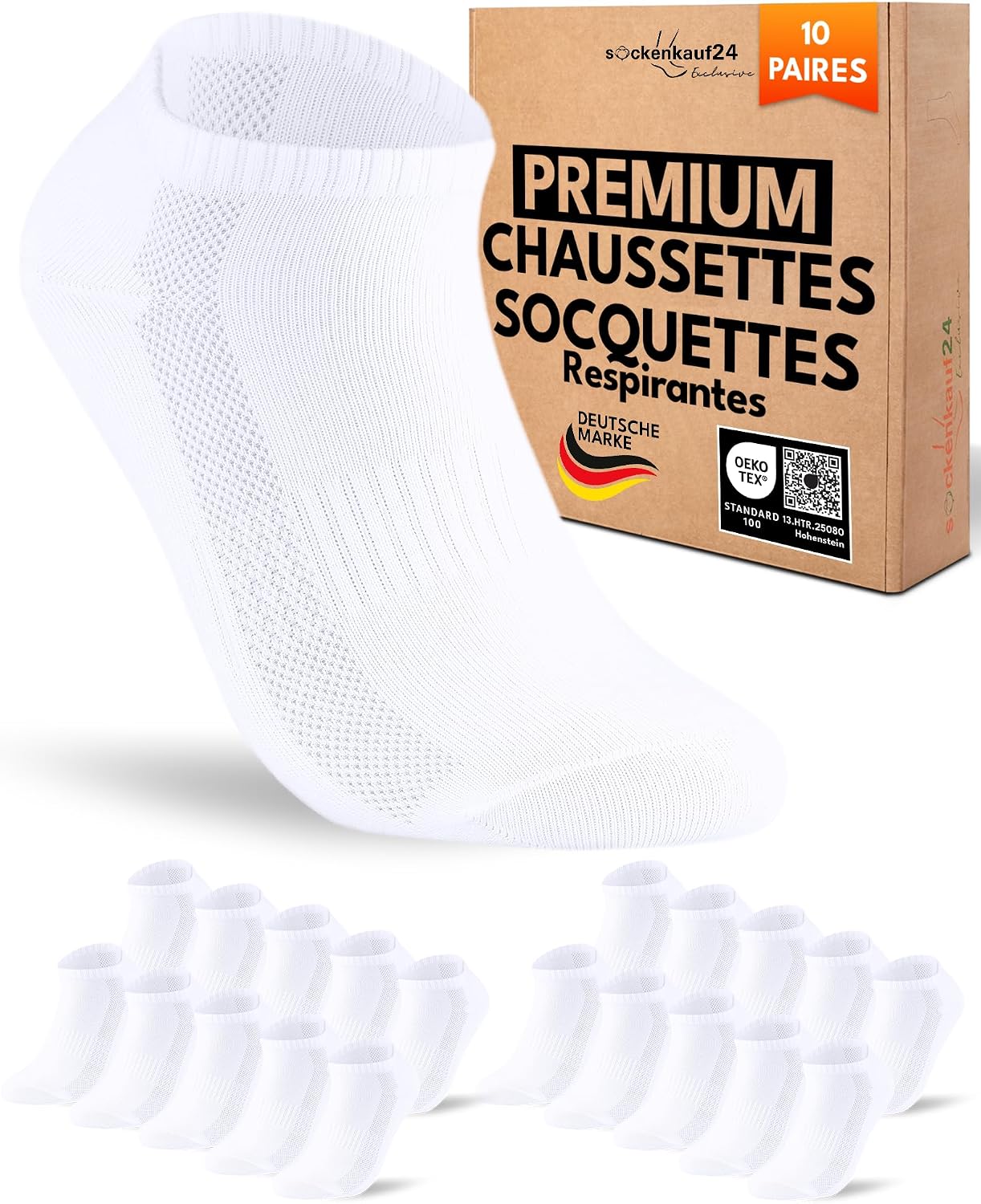 Detalle de 10 Paires Chaussettes Basses Homme Femme – Mesh respirant et confort premium