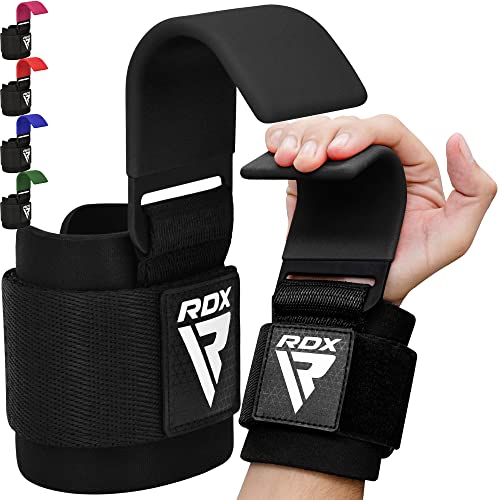 RDX Fitness Palestra Gancio Cinghie Sollevamento Pesi: Ganci Polso con Supporto Neoprene e Cinghia Regolabile