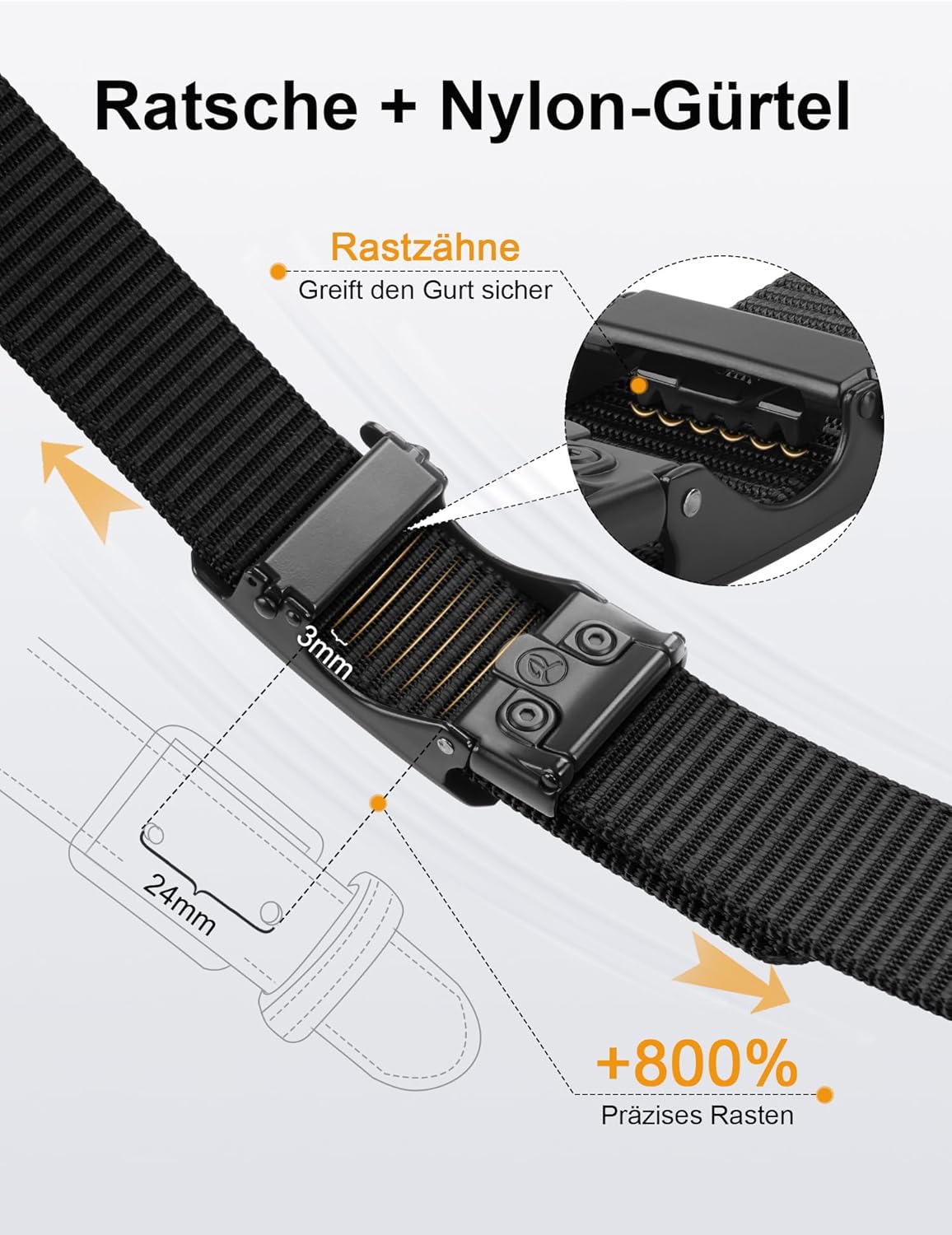 Thumbnail 1 de JUKMO Automatik Gürtel für Herren (Nylon, 3,8 cm) mit Ratsche