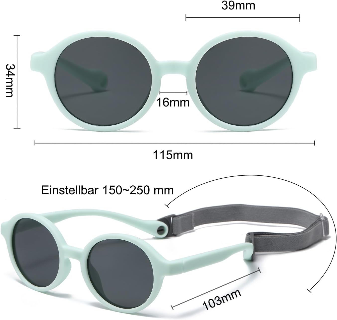 Thumbnail 4 de Baby Polarised Sunglasses (0–36 Months) with UV400 Protection Strap – D Lolylad