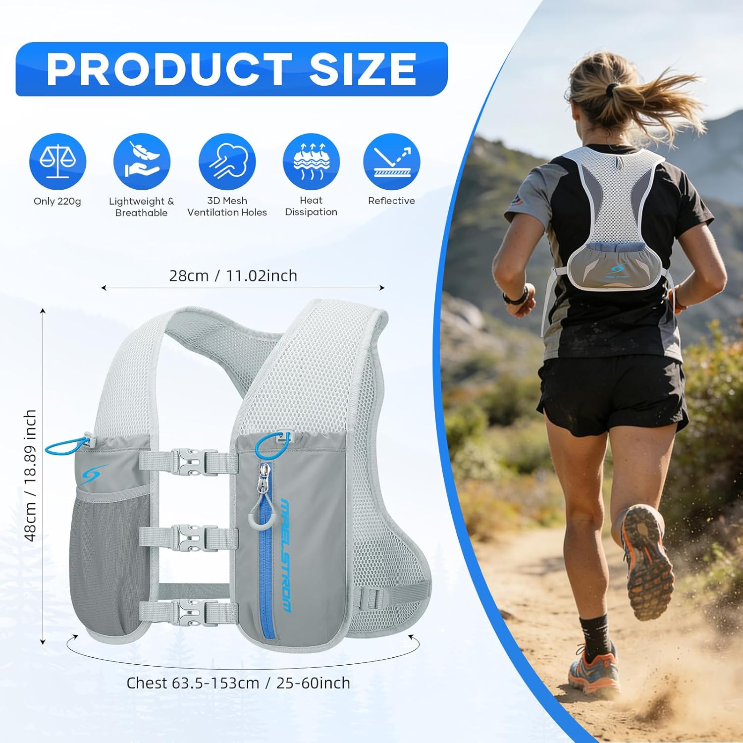 Thumbnail 3 de Maelstrom Running Vest for Women and Men — Adjustable, Lightweight Hydration Vest with 500ml Soft Flask