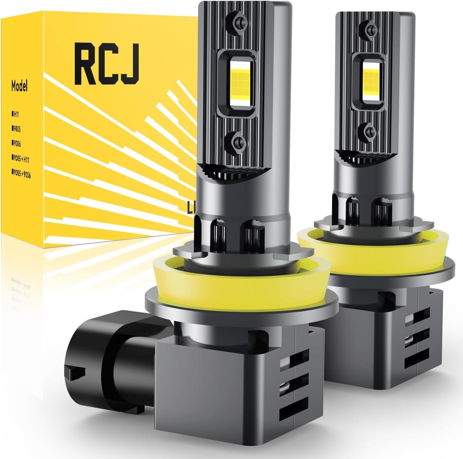 Detalle de RCJ H11 LED Bulb for H8/H9/H16 Fog Lights (Pack of 2) — Cool White Plug-and-Play with Cooling Fan