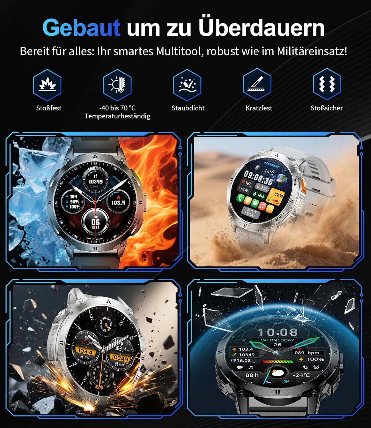 Thumbnail 5 de Montre Connectée Homme BENYAR SMART avec Torche LED et Écran AMOLED 1,62