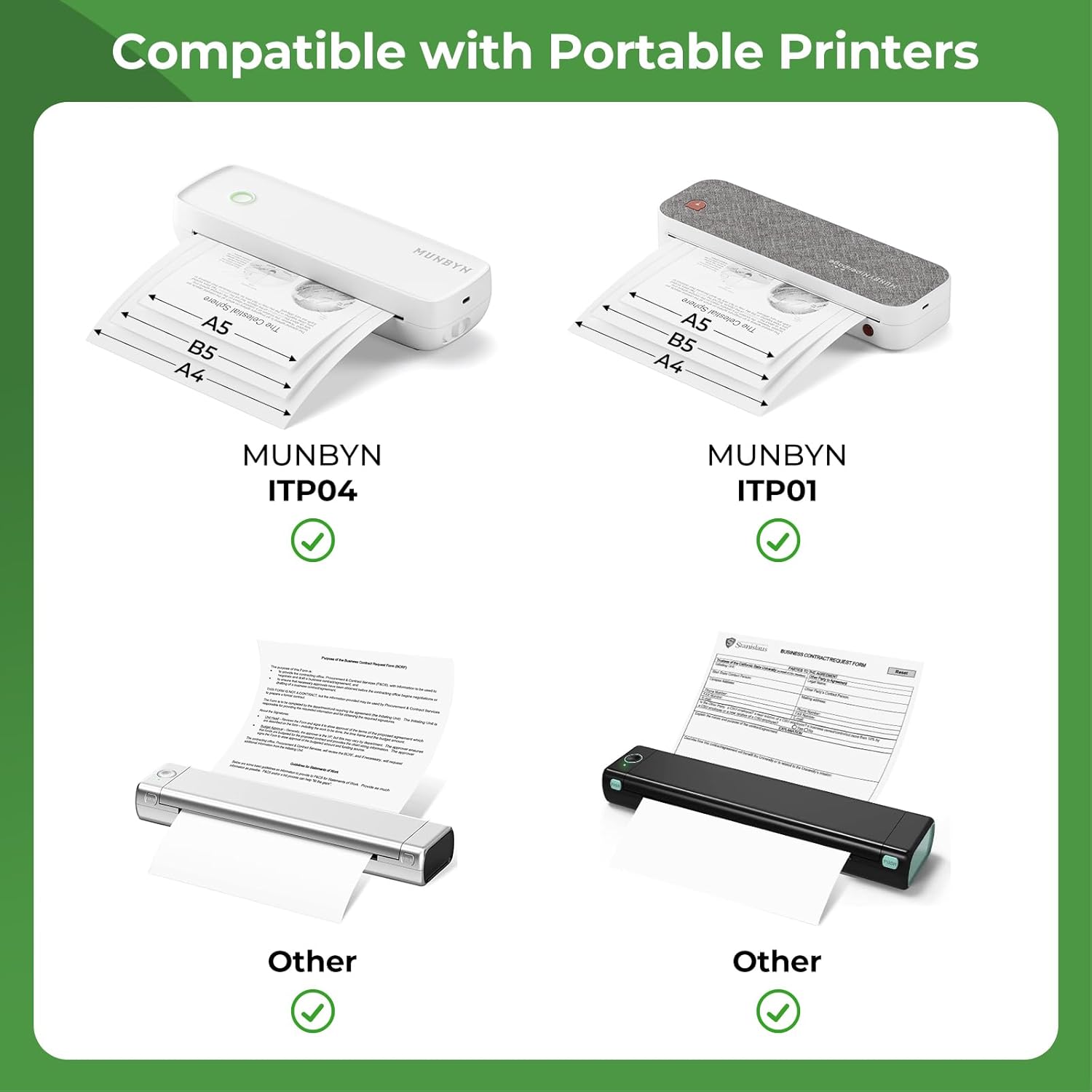 Detalle de MUNBYN Thermopapier A4 für ITP01/ITP04 – 2 Rollen Thermodruckerpapier (210 x 297 mm), weiß