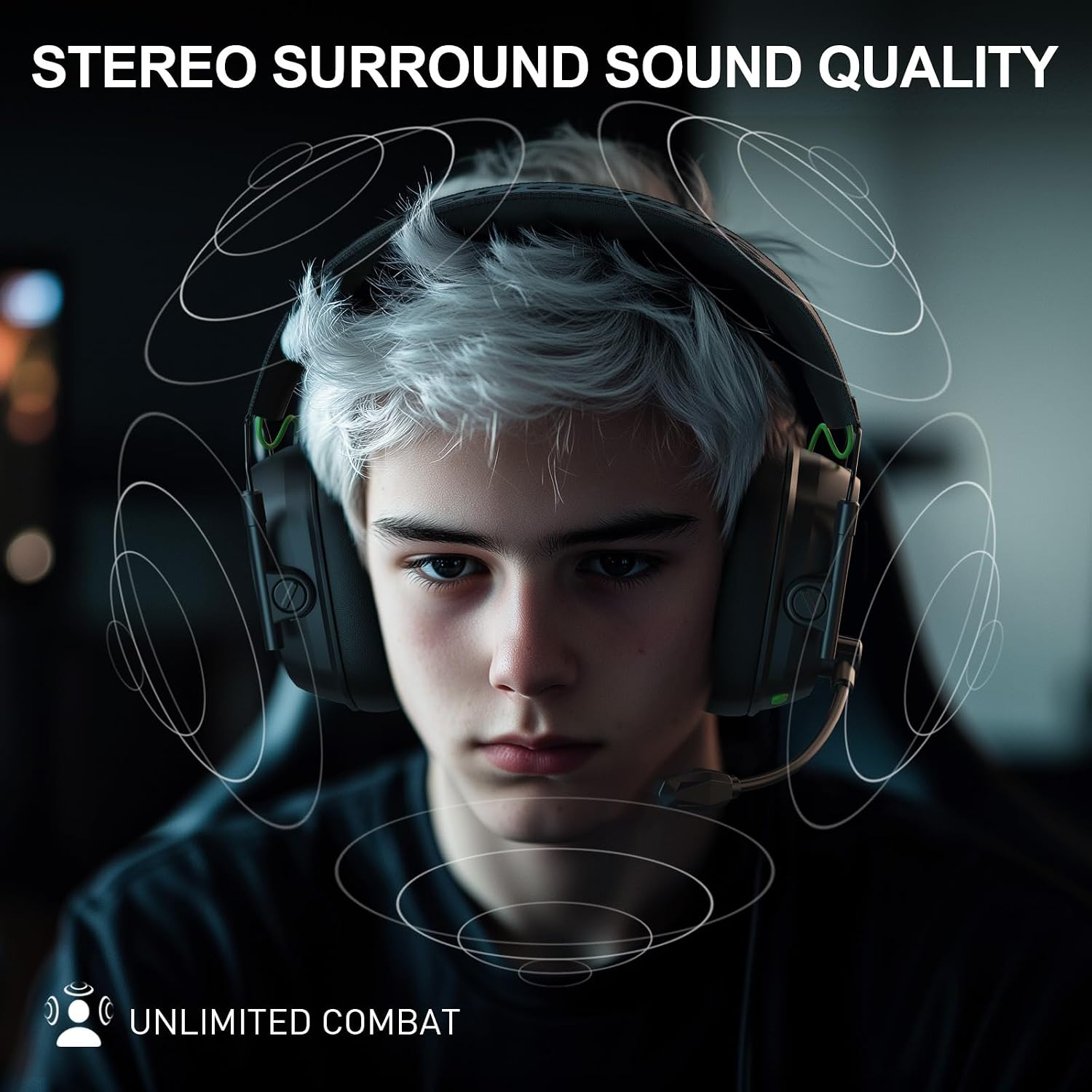 Detalle de SKAPENDY VK81 Wireless Gaming Headset for PS5, PS4, PC & Switch (2.4 GHz + Bluetooth, 20 ms latency, ENC mic)