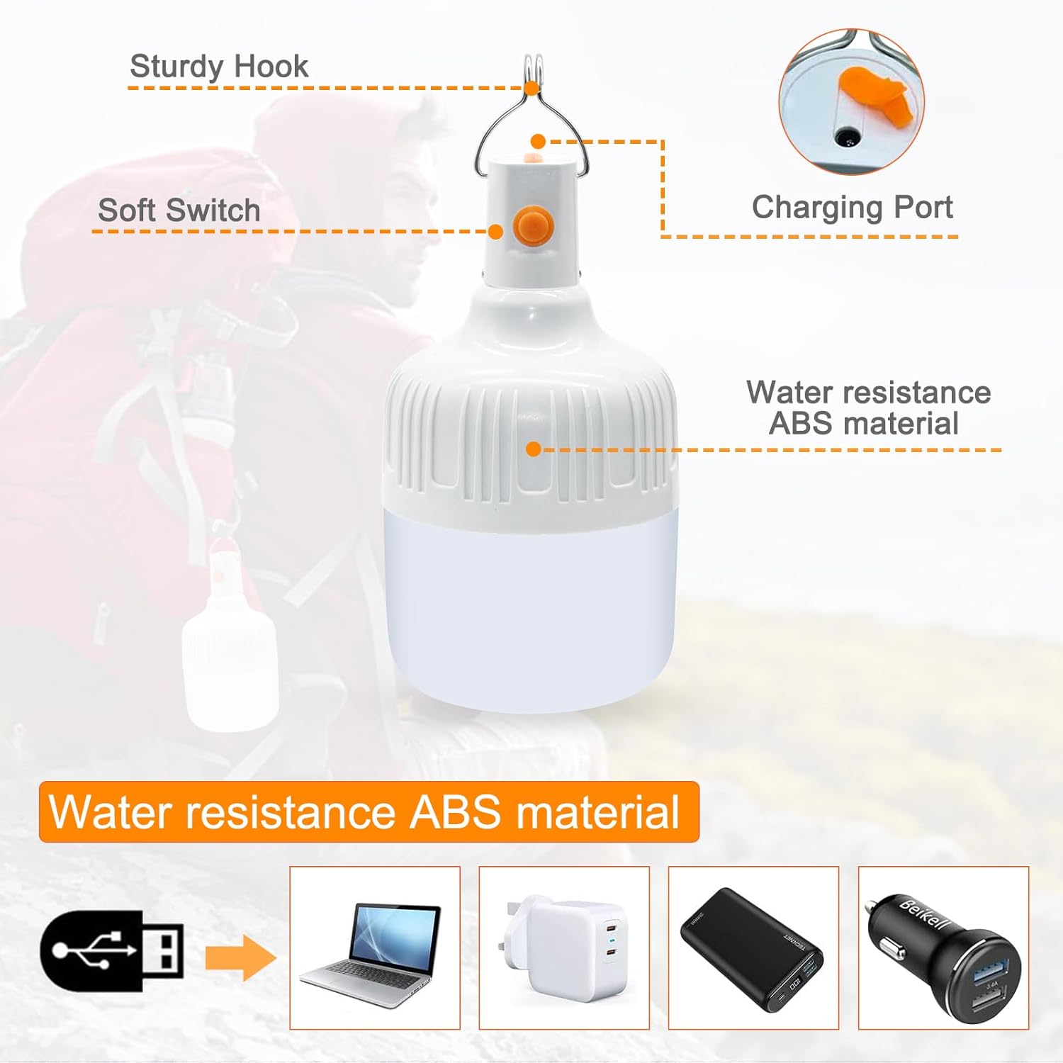 Thumbnail 2 de Ledeak 2 Pcs Camping Light – USB Rechargeable 500-Lumen Lanterns