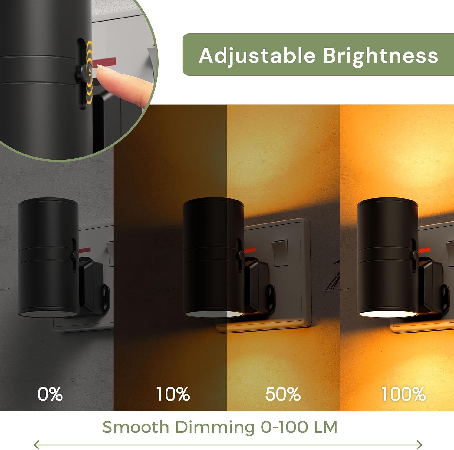 Detalle 2 de LOHAS-LED Amber Night Light (2 Pack) – Dimmable, Light Sensor, Warm 2000K Amber Glow
