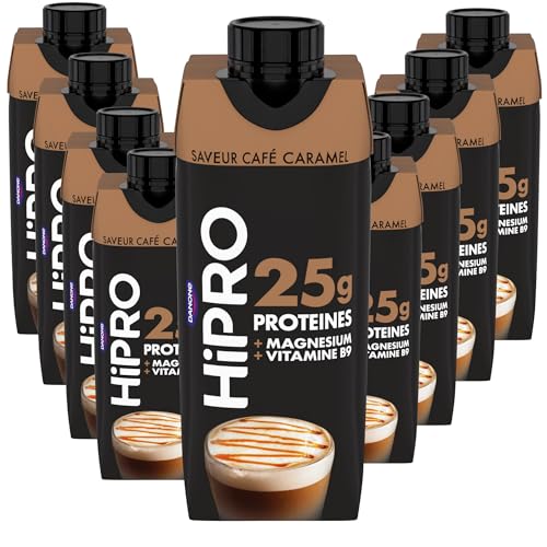 Detalle de HiPRO Boisson protéinée goût caramel café – 330 ml, Lot de 8x330 ml