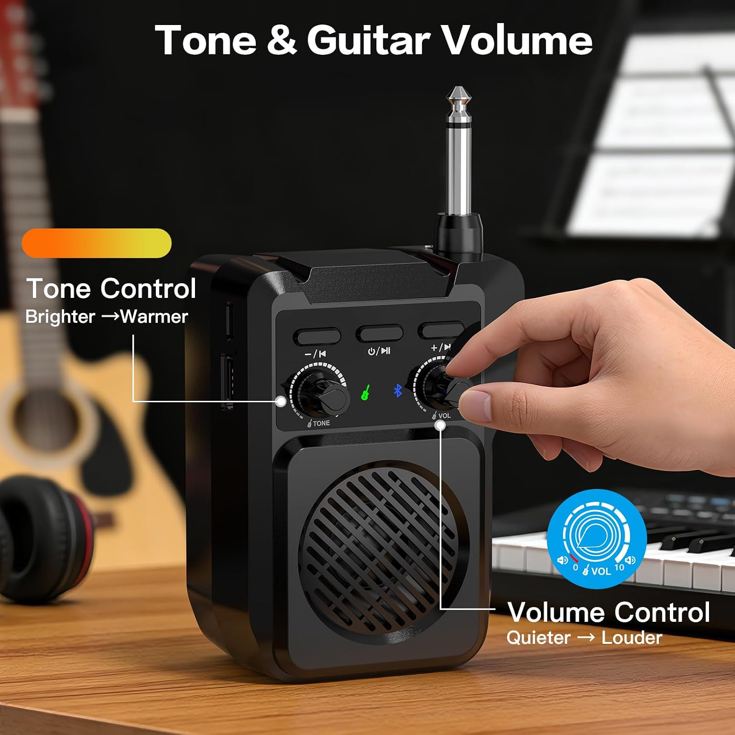 Detalle 2 de ZealSound Q1 5W Mini Guitar Amp with Bluetooth and Four Built-In Effects