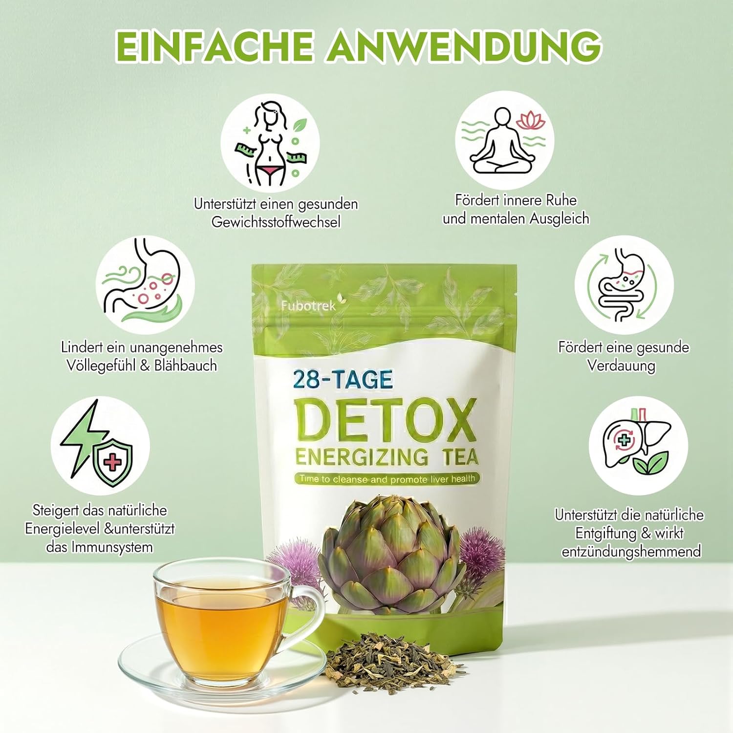 Thumbnail 4 de Detox Tee zum Abnehmen & Bauchfett Verbrennen – 28-Tage-Stoffwechsel-Kur mit Mariendistel, Artischocke, Löwenzahn