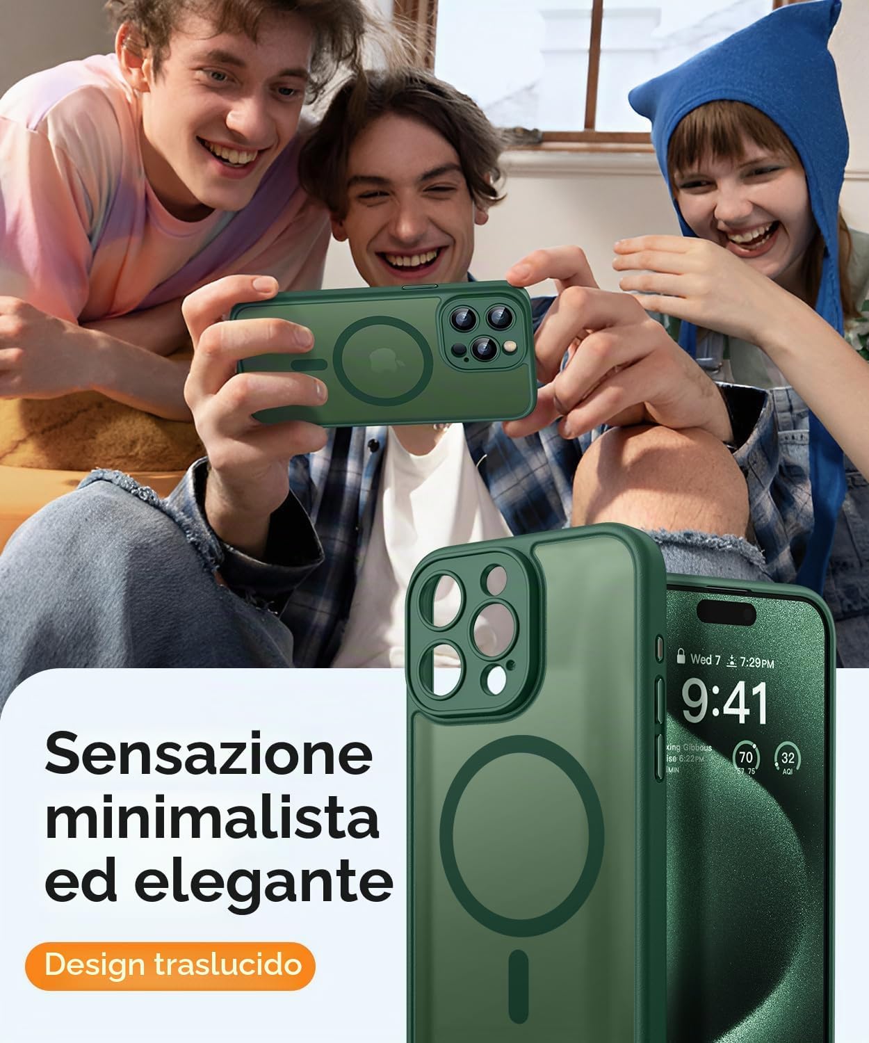 Thumbnail 6 de CANSHN Cover magnetica per iPhone 15 Pro: protezione completa della fotocamera e stile opaco