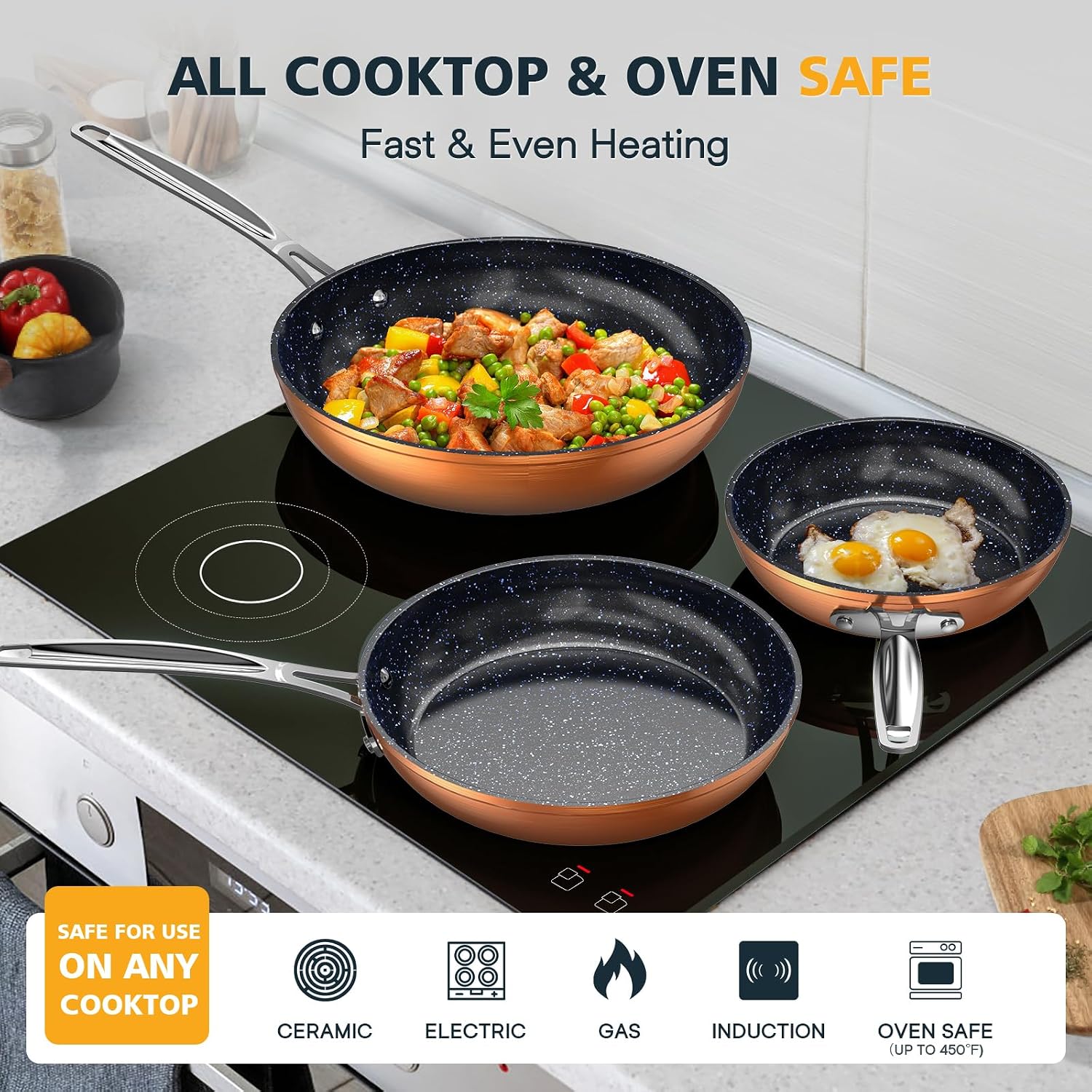 Thumbnail 4 de Nuwave 3-Piece Frying Pan Set 8”–12”