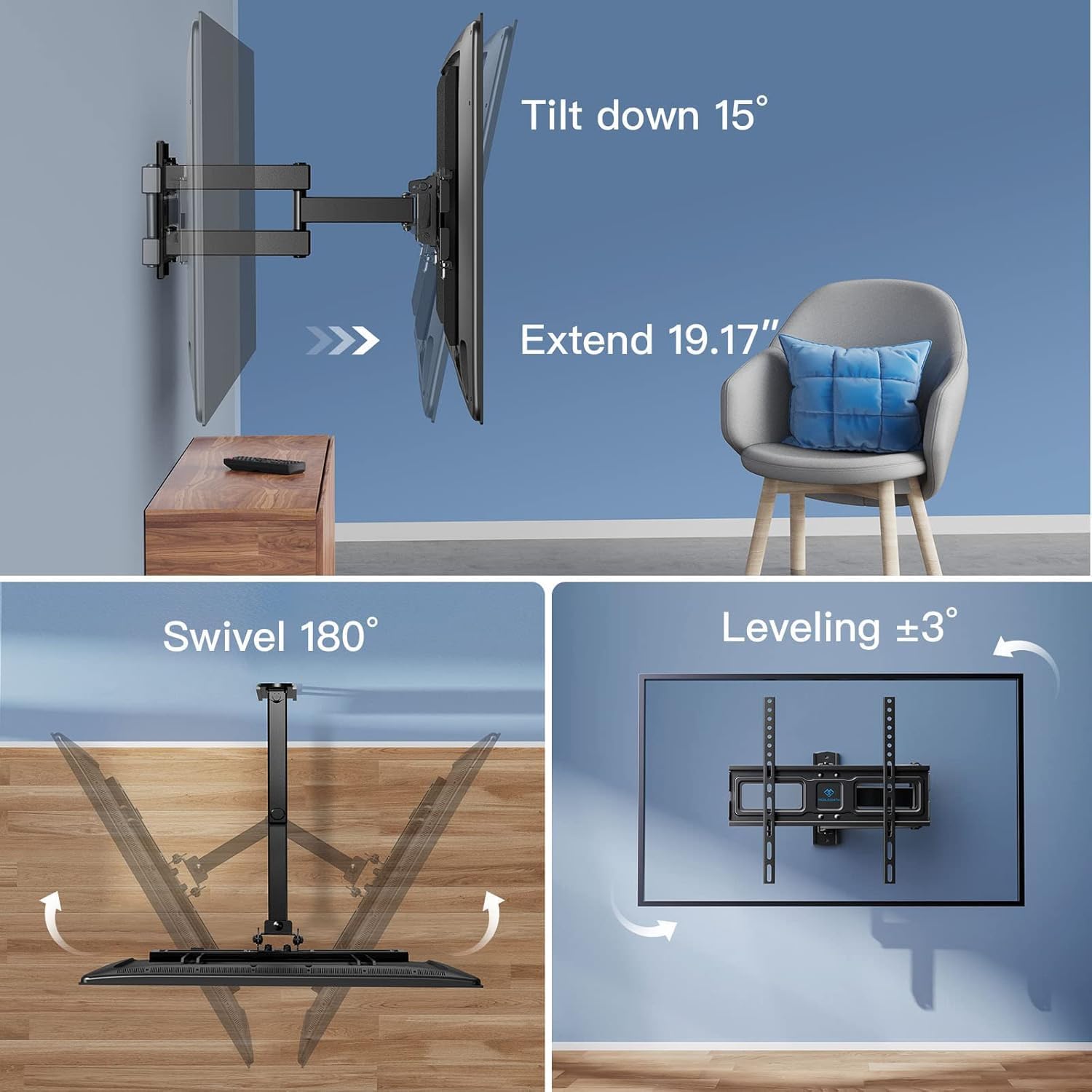 Thumbnail 3 de PERLESMITH PSMFK7 full-motion TV mount 65"