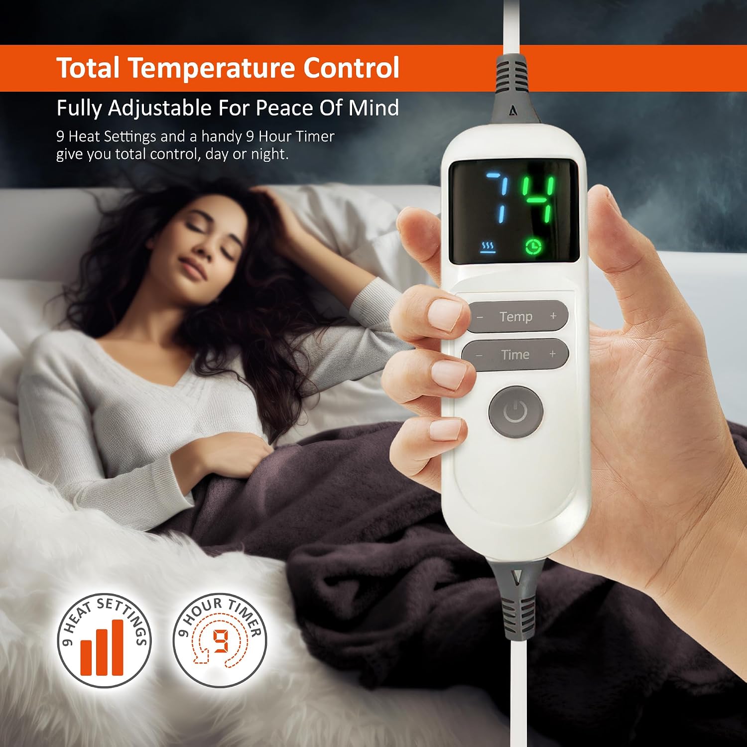 Detalle de Warmer Electric Heated Throw Blanket – Extra Large 200 x 130cm with Digital Controller