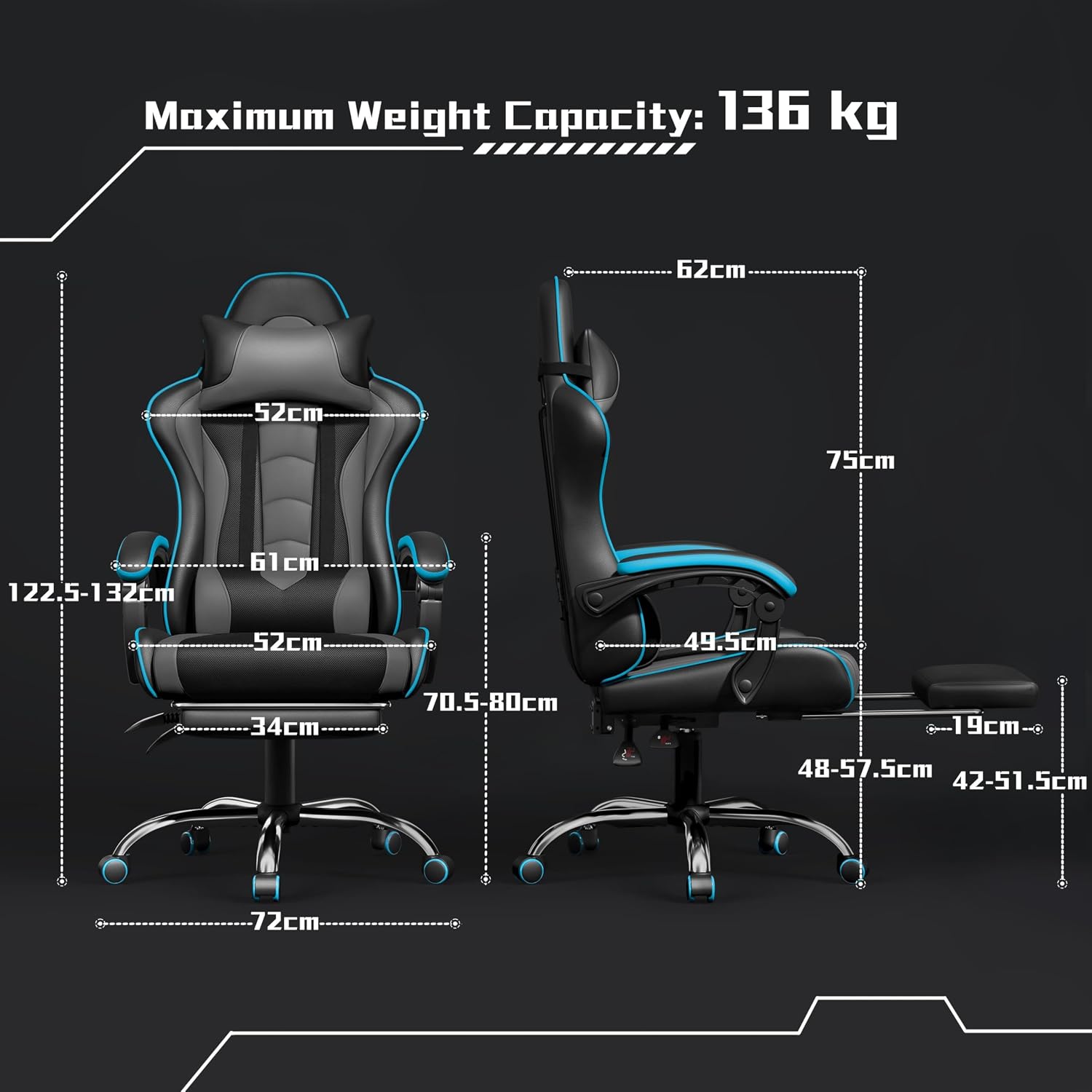 Thumbnail 2 de Yaheetech Silla gaming ergonómica 136 kg