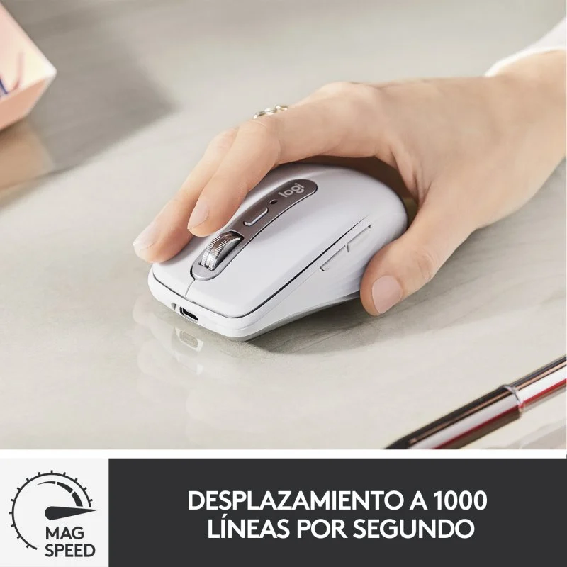 Detalle de Logitech MX Anywhere 3 para Mac – Ratón inalámbrico compacto, 4000 DPI, blanco