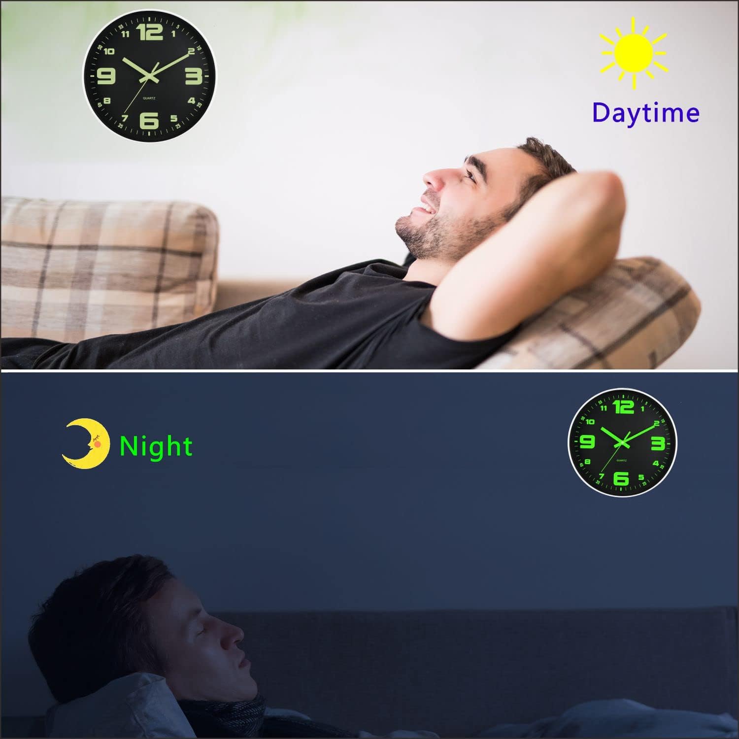 Detalle de DIYZON DIY-EUGL-01 Luminous Wall Clock, 30 cm, Silent Quartz Movement