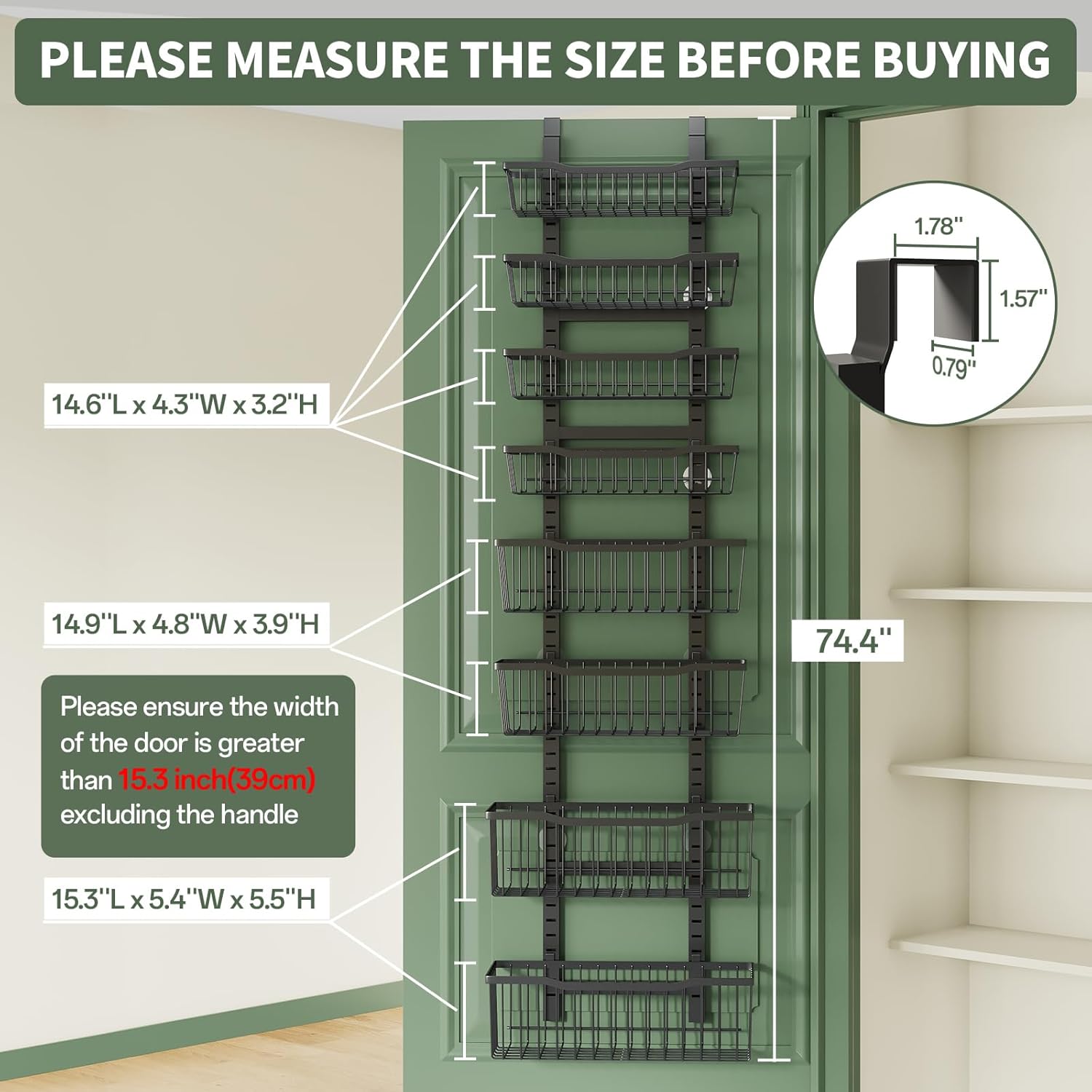 Thumbnail 1 de Eastherry 8-Tier Over The Door Pantry Organizer — Adjustable Metal Door Storage for Spices, Jars, and More