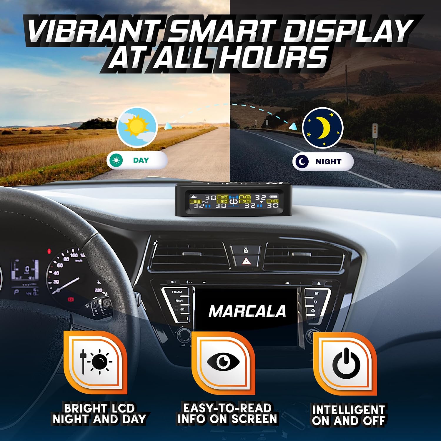 Thumbnail 4 de Marcala 2026 V2.0 Trailer TPMS Set (6 Sensors) – Extended 32-Foot Range, 0-144 PSI, Solar/USB Power