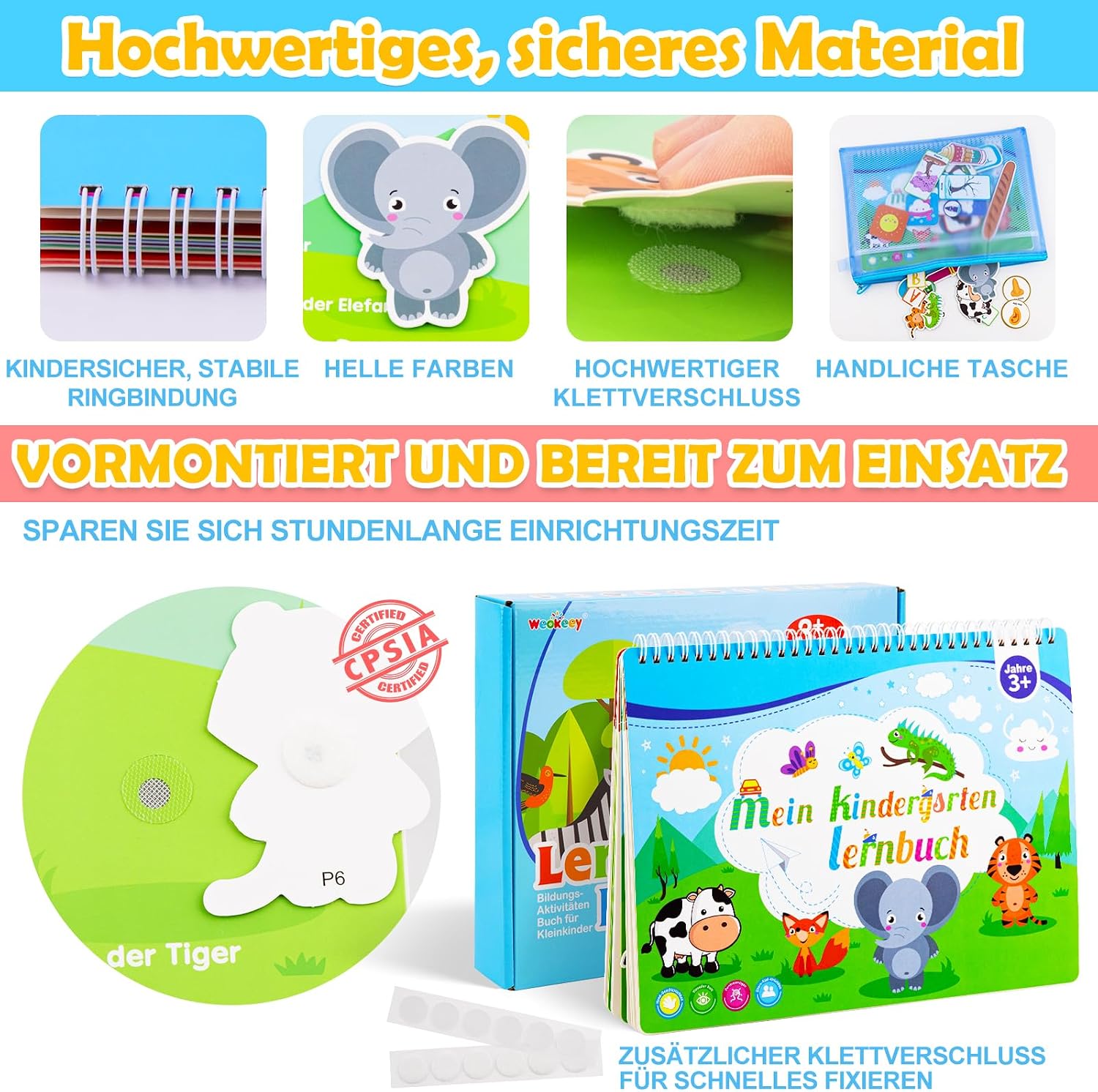 Thumbnail 6 de Weokeey Quiet Book Montessori 12 Themen
