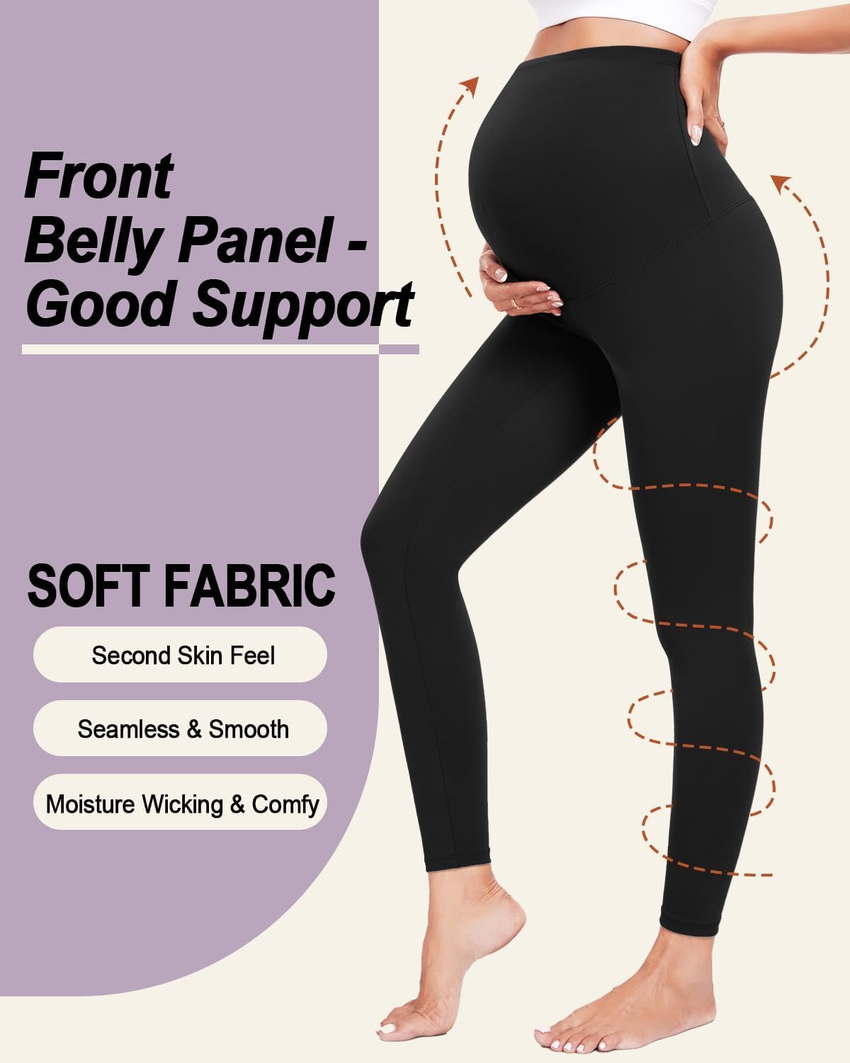 Detalle de CTHH 3-Pack Maternity Leggings, Over-the-Belly High-Waist Yoga Pants