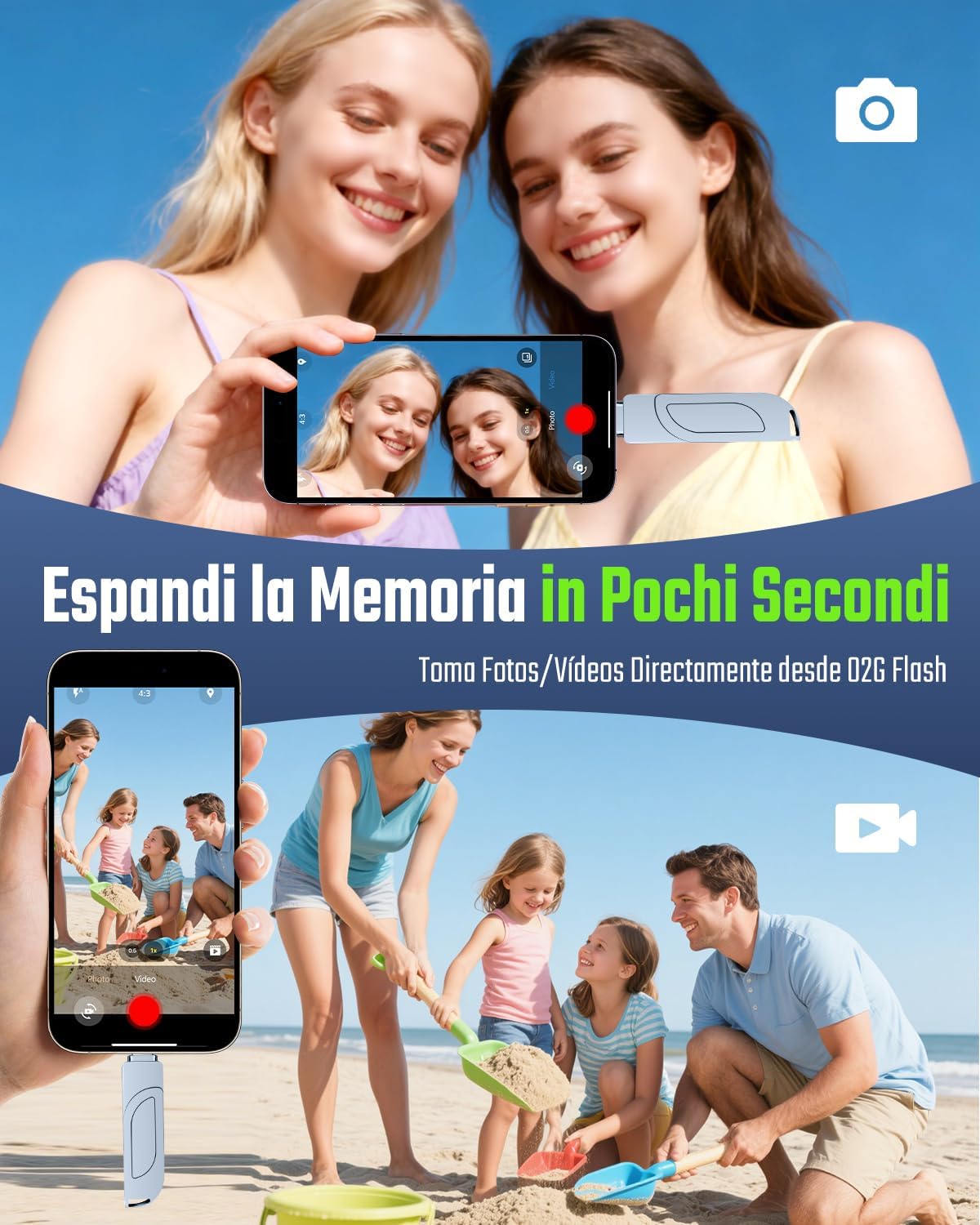 Thumbnail 6 de Gaulau Chiavetta USB per iPhone 128GB - 3 in 1 con Lightning, USB-C e USB-A, MFi, 180 MB/s