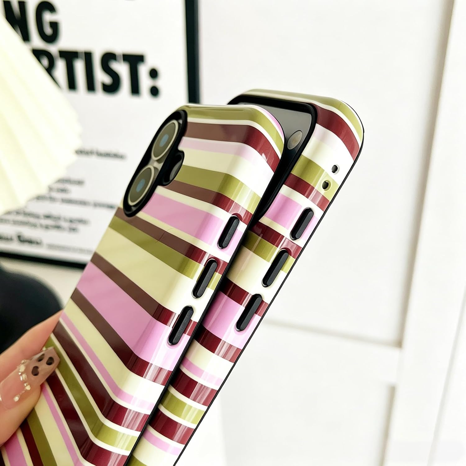 Thumbnail 6 de Sayoaho iPhone 17 Case, Yellow Retro Stripes, Soft TPU Edge and PC Back
