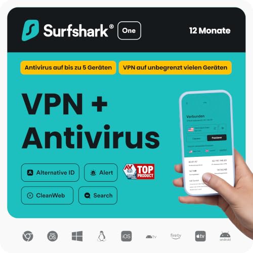 Detalle de Surfshark ONE | All-in-one VPN mit Antivirus und Identitätsschutz – 12 Monate