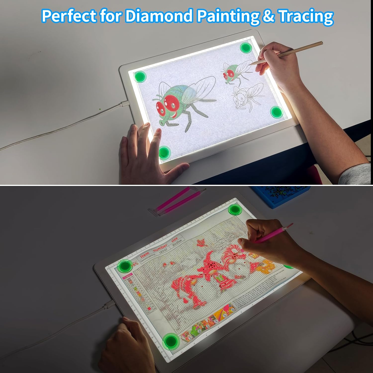 Detalle 2 de Phylosal Magnetic A4 Light Pad (Super Bright Light Box) for Tracing, Drawing & Diamond Art