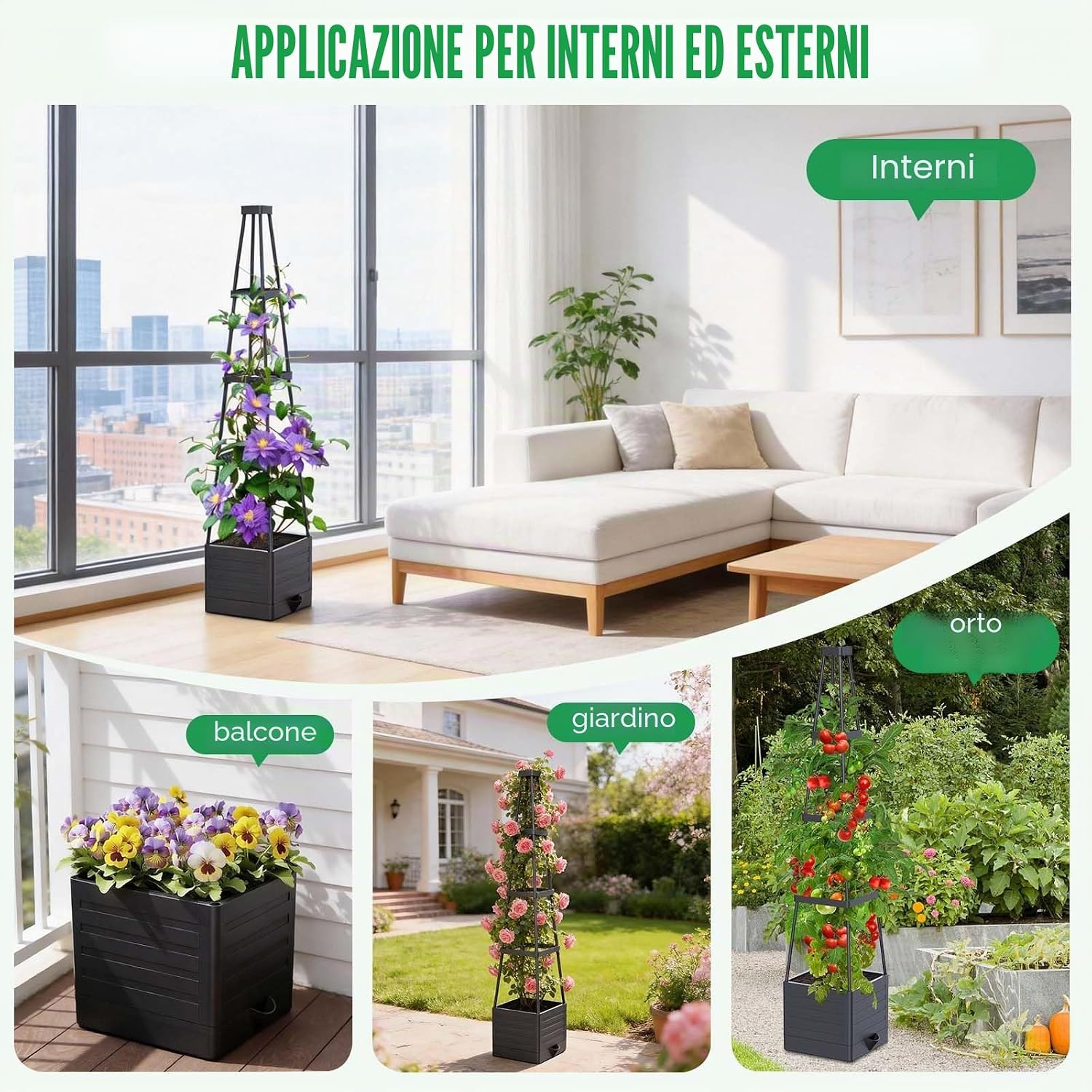 Detalle de MQHUAYU Aiuole rialzate per giardino con supporto per pomodori - confezione da 2