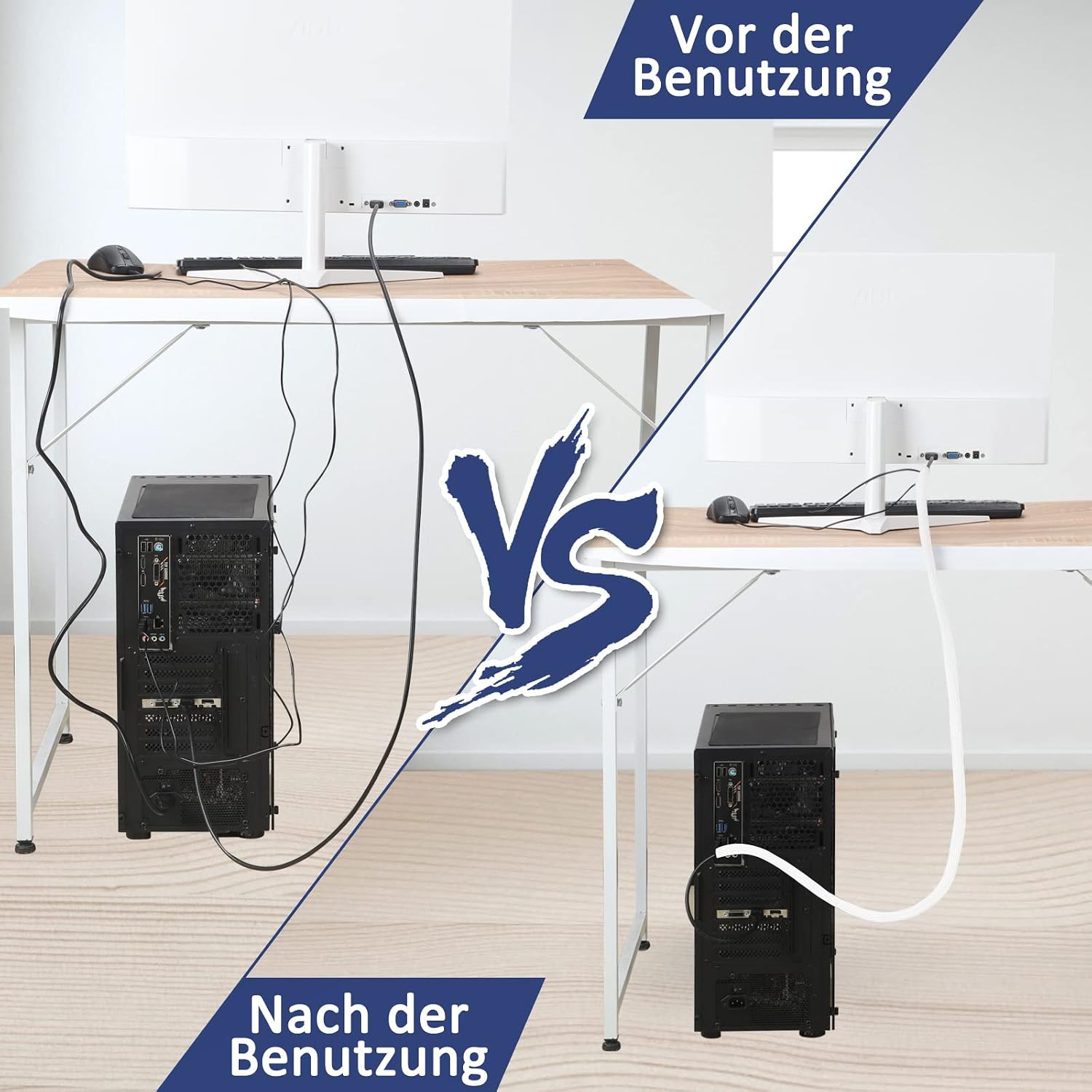 Detalle de Hocerlu Flexibler Kabelkanal 16 mm, 3 m – selbstschließend, zuschneidbar (weiß)