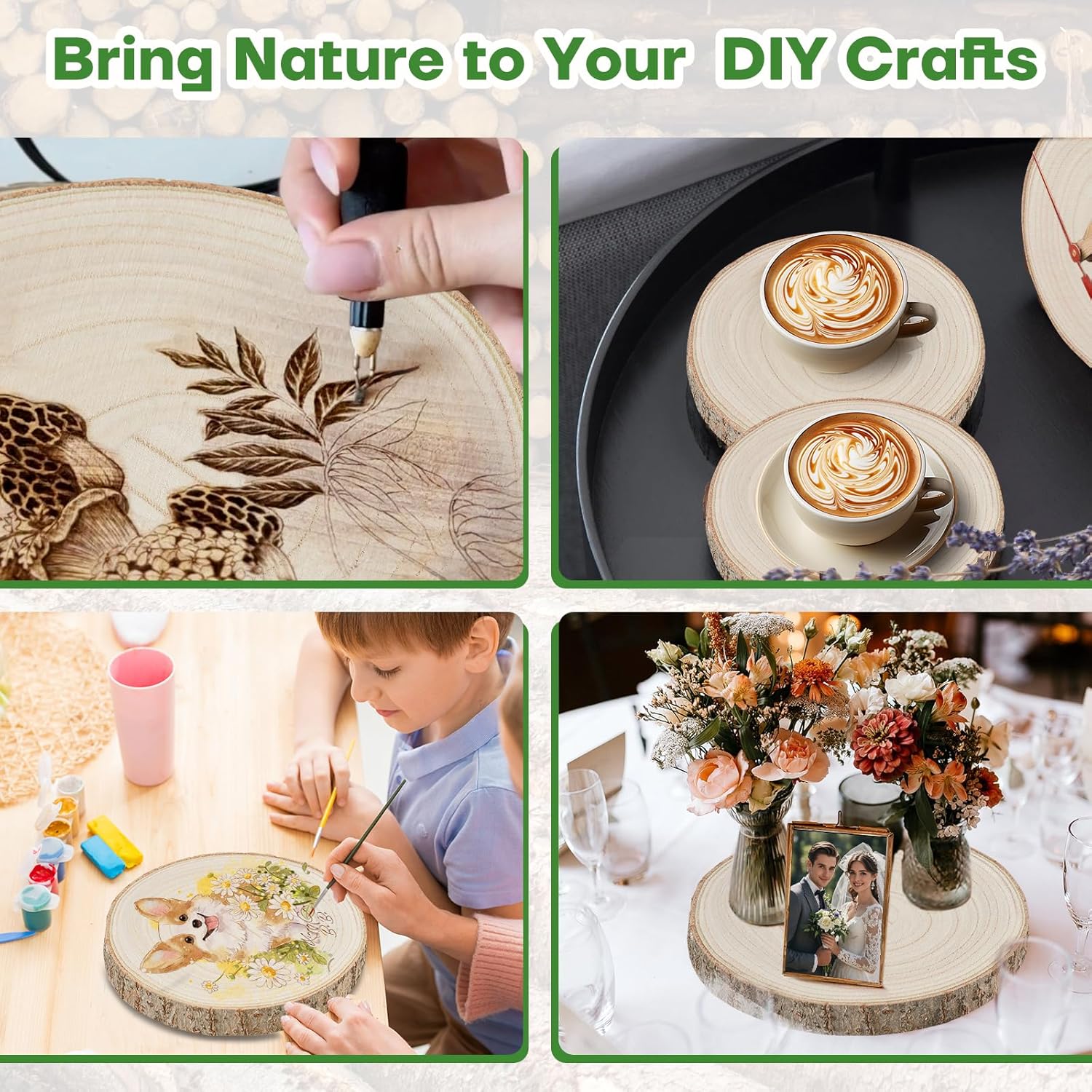 Thumbnail 5 de 8-Pack Wood Slices (7-8 Inch) - Natural Bark-On Wooden Rounds for DIY, Weddings & Decor