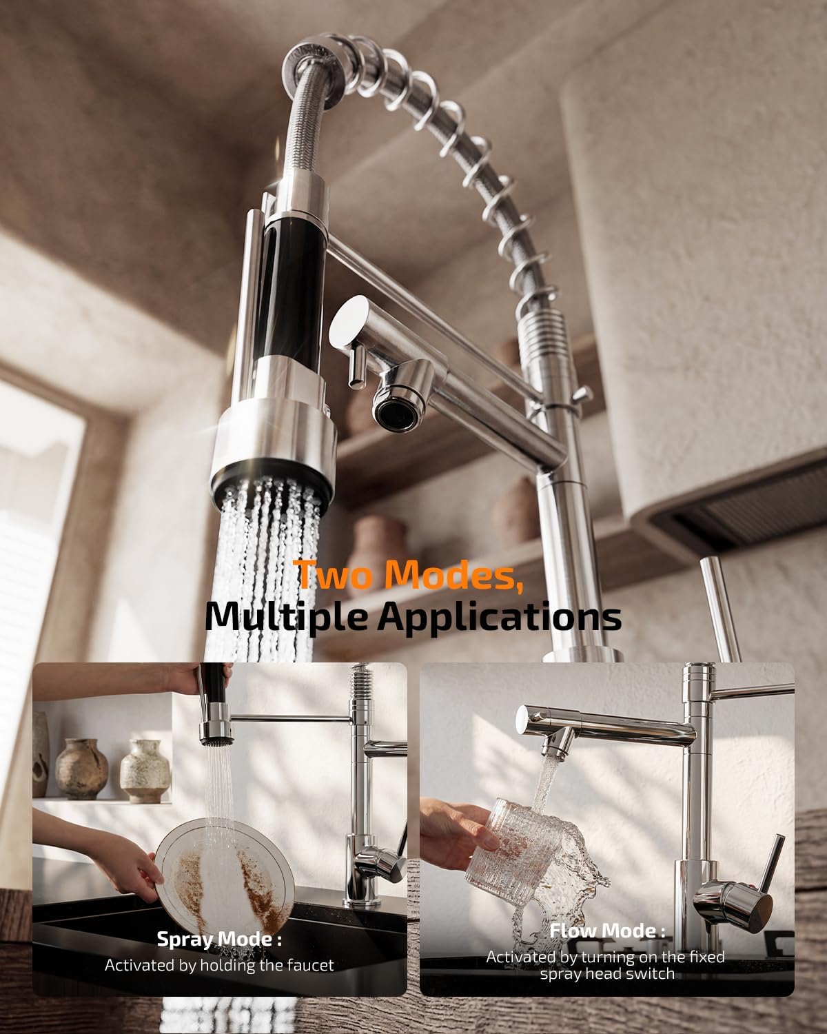Detalle de Cobbe kitchen tap 360° swivel chrome