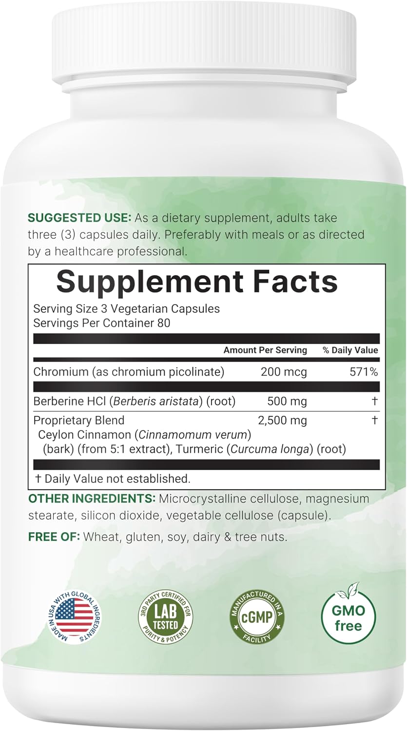 Detalle de Micro Ingredients Berberine Supplement, 240 Veggie Capsules