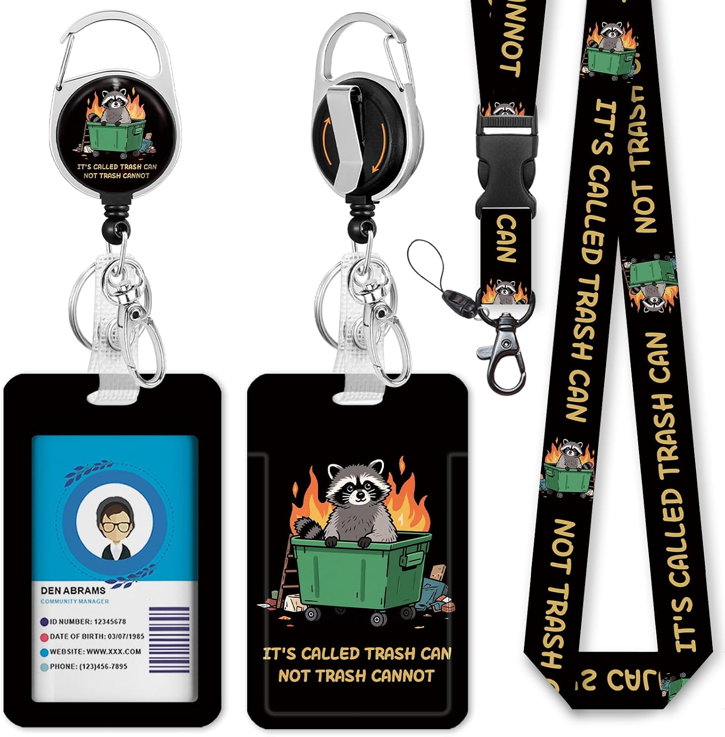 Detalle de Funny Raccoon Badge Lanyard