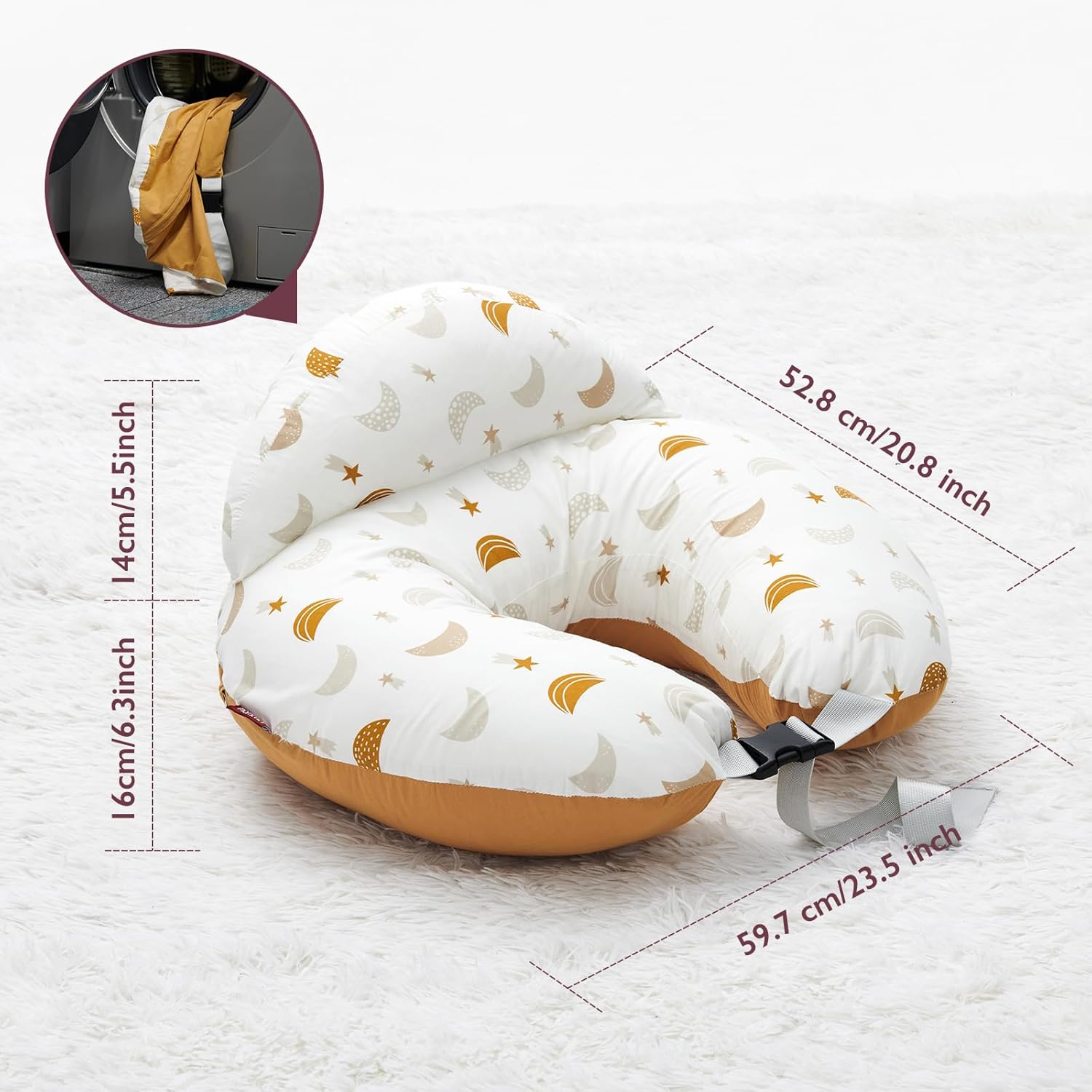 Thumbnail 6 de momcozy Nursing Pillow for Petite Mums with Safety Fence and Removable Cover – Starry Moon